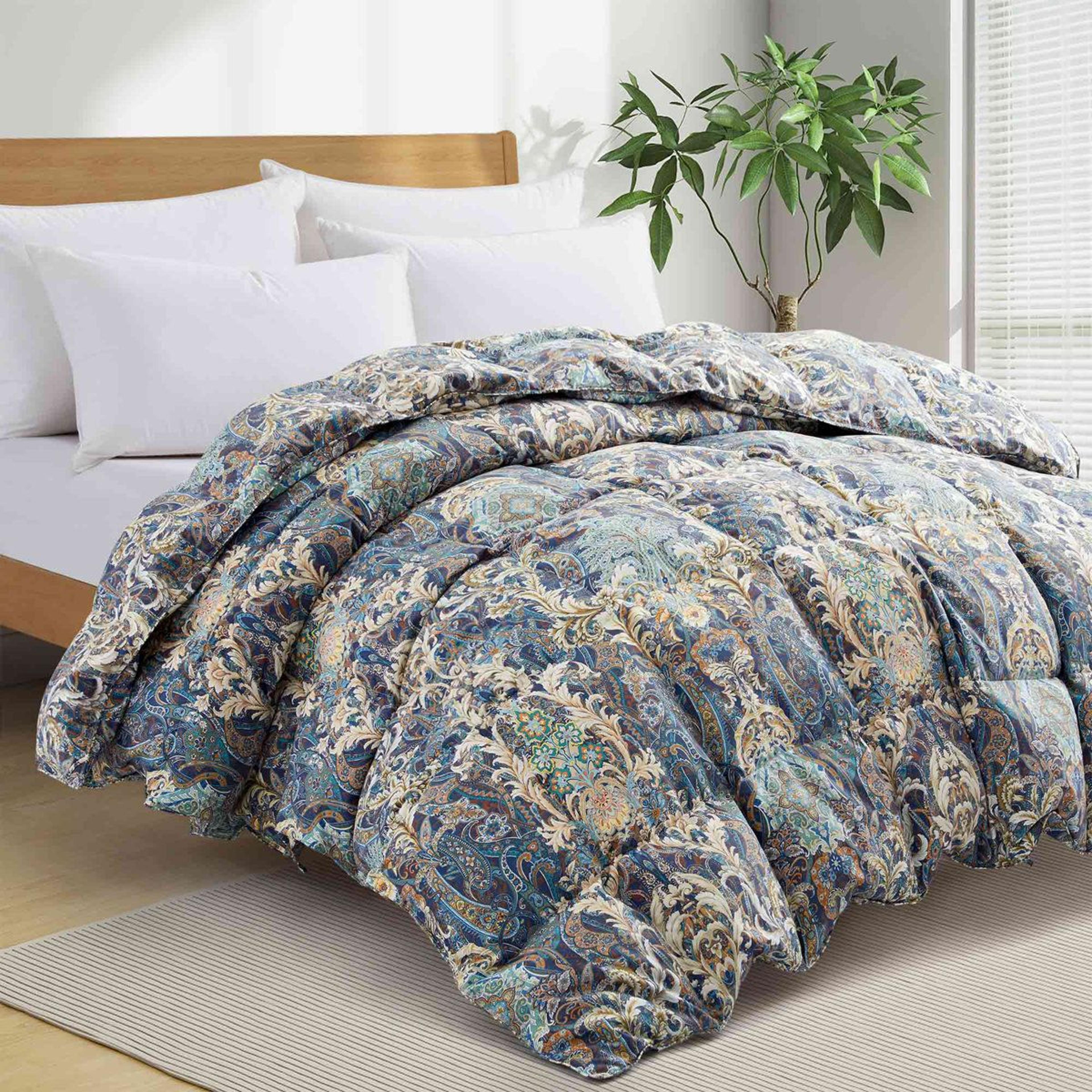 all season king goose feather down blend comforter with paisley print