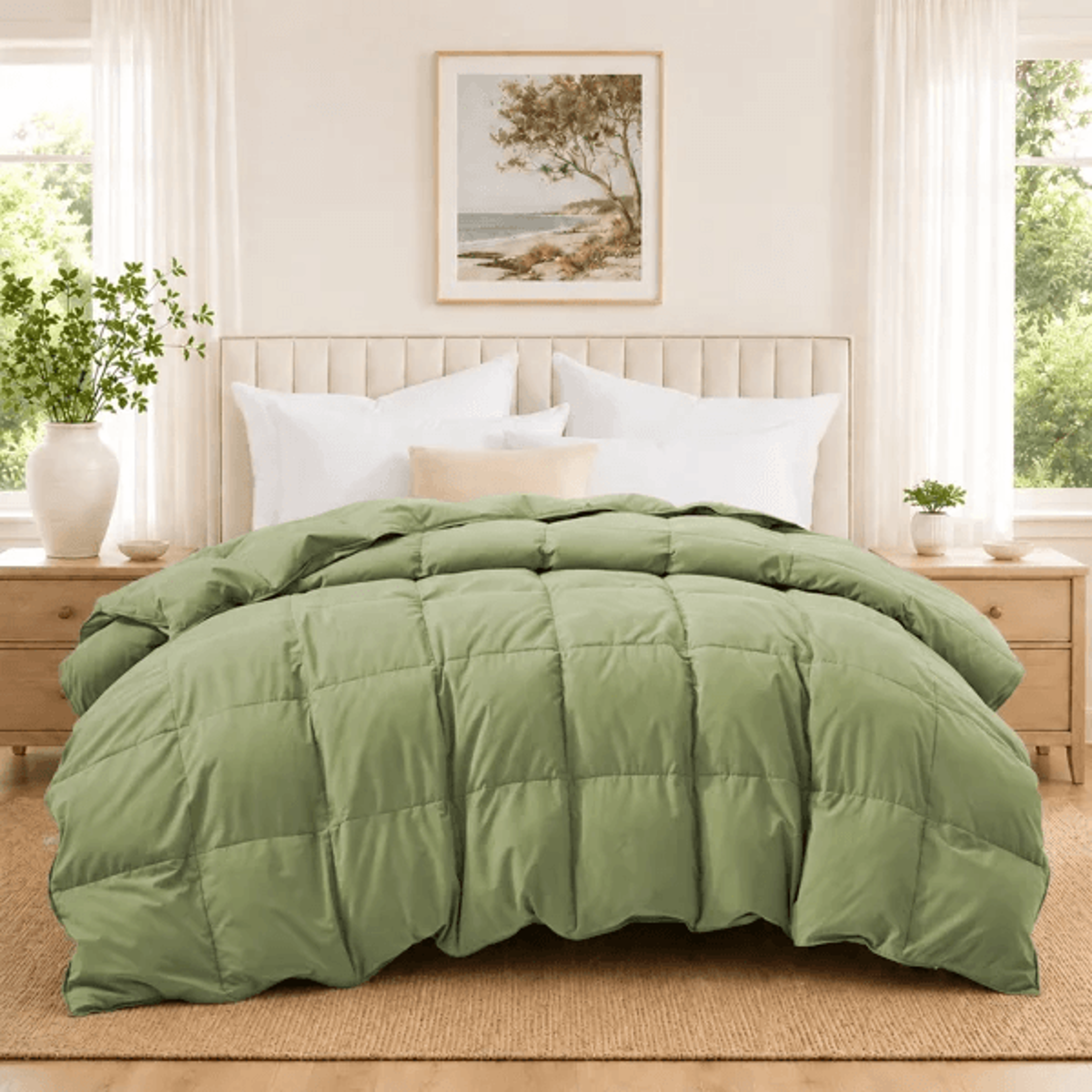 All Season Queen Goose Feather Fiber Comforter With Soft Quiet Shell 6