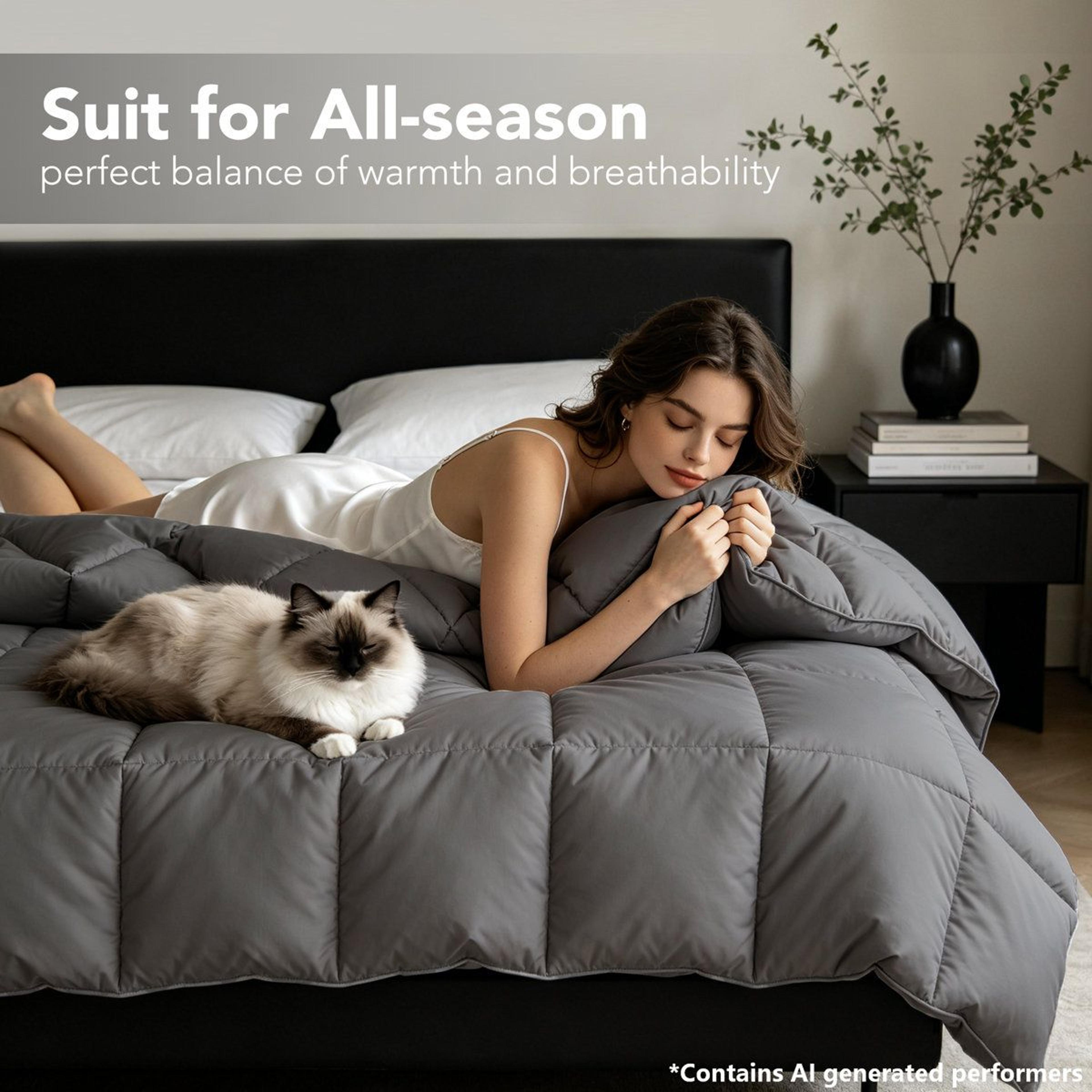 Luxury Queen Down Fiber Comforter All Season Hotel Style Duvet Insert 2