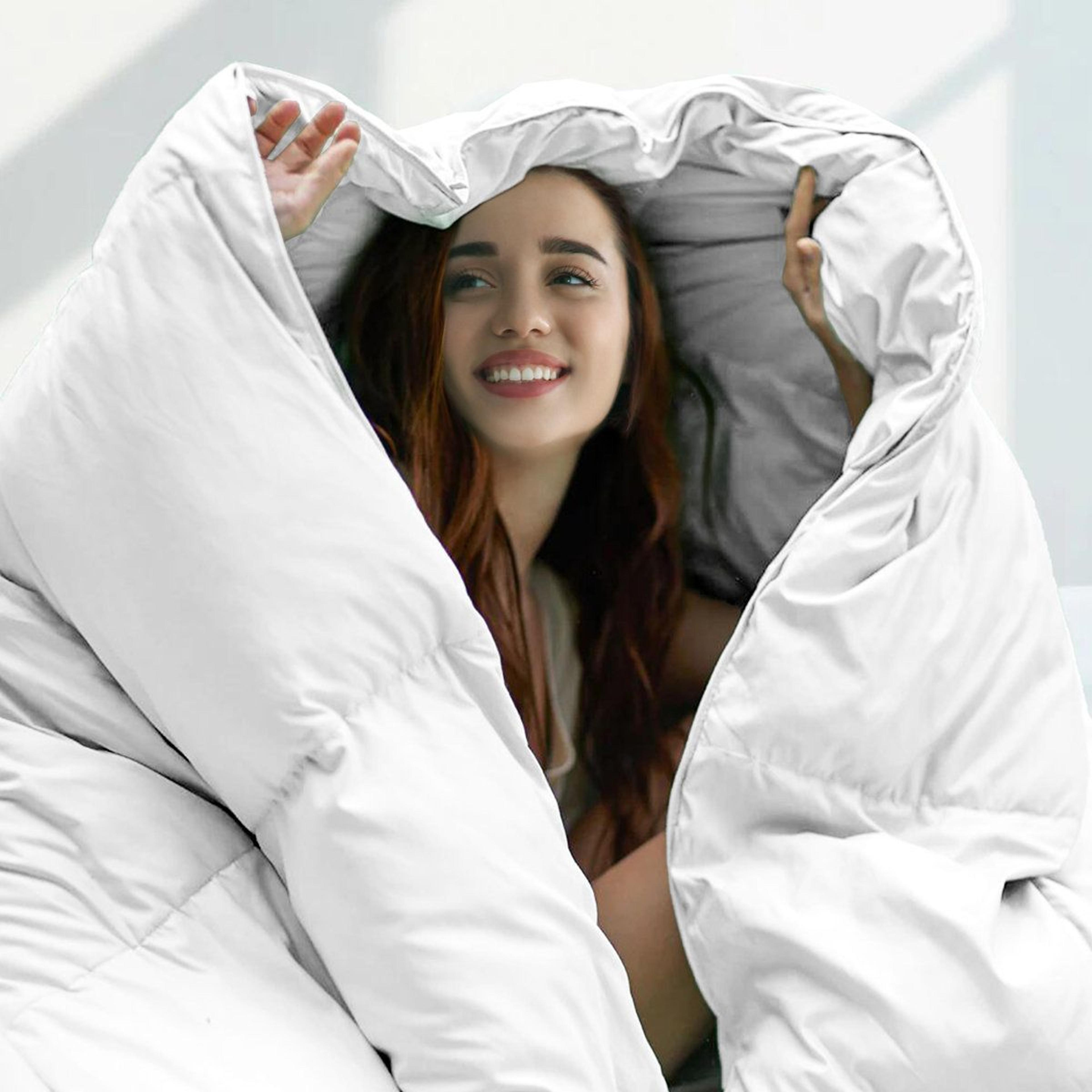 All Season Down Feather Fiber Comforter Duvet Insert Queen Size White 6