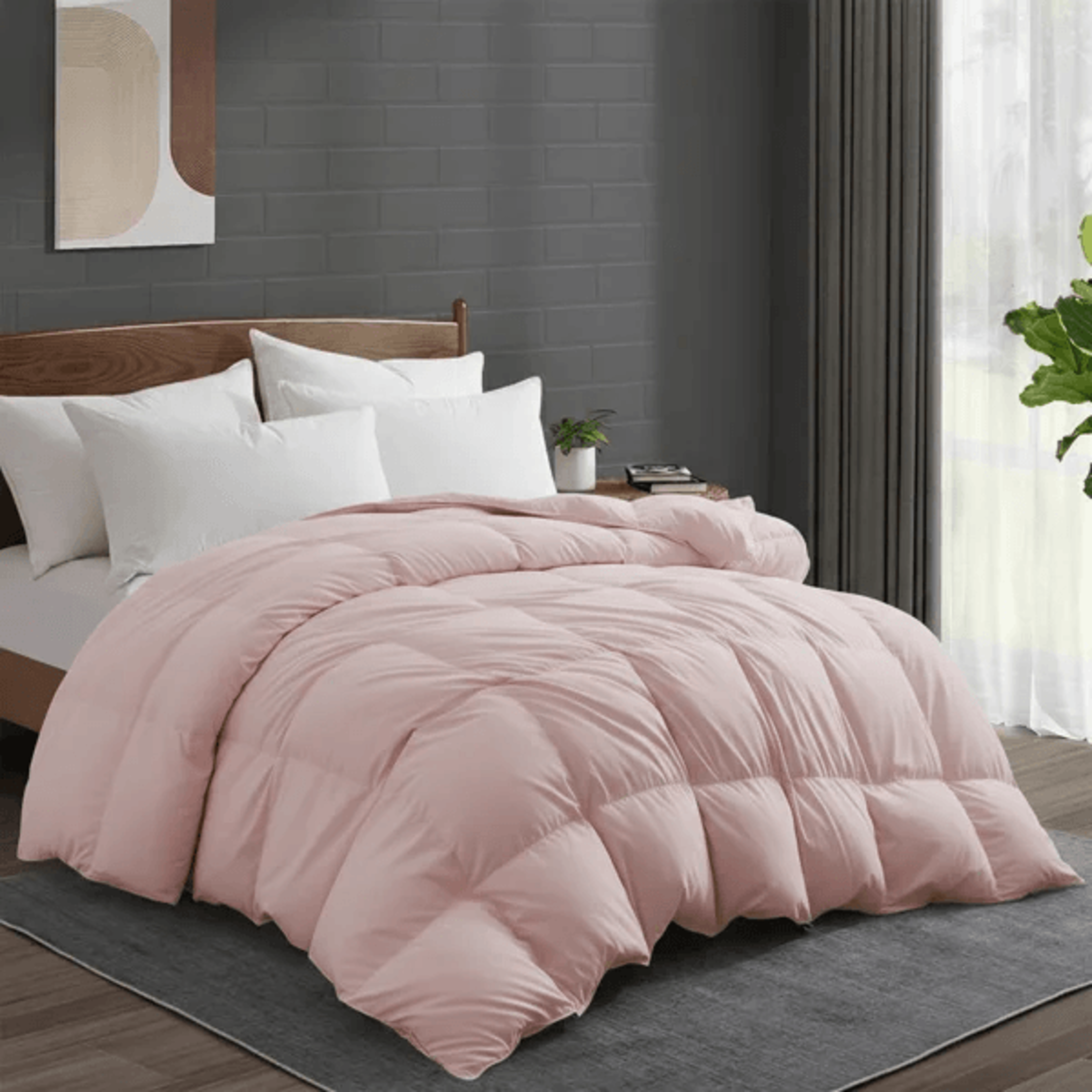 All Season Down Feather Fiber Comforter Duvet Insert Queen Size White 11