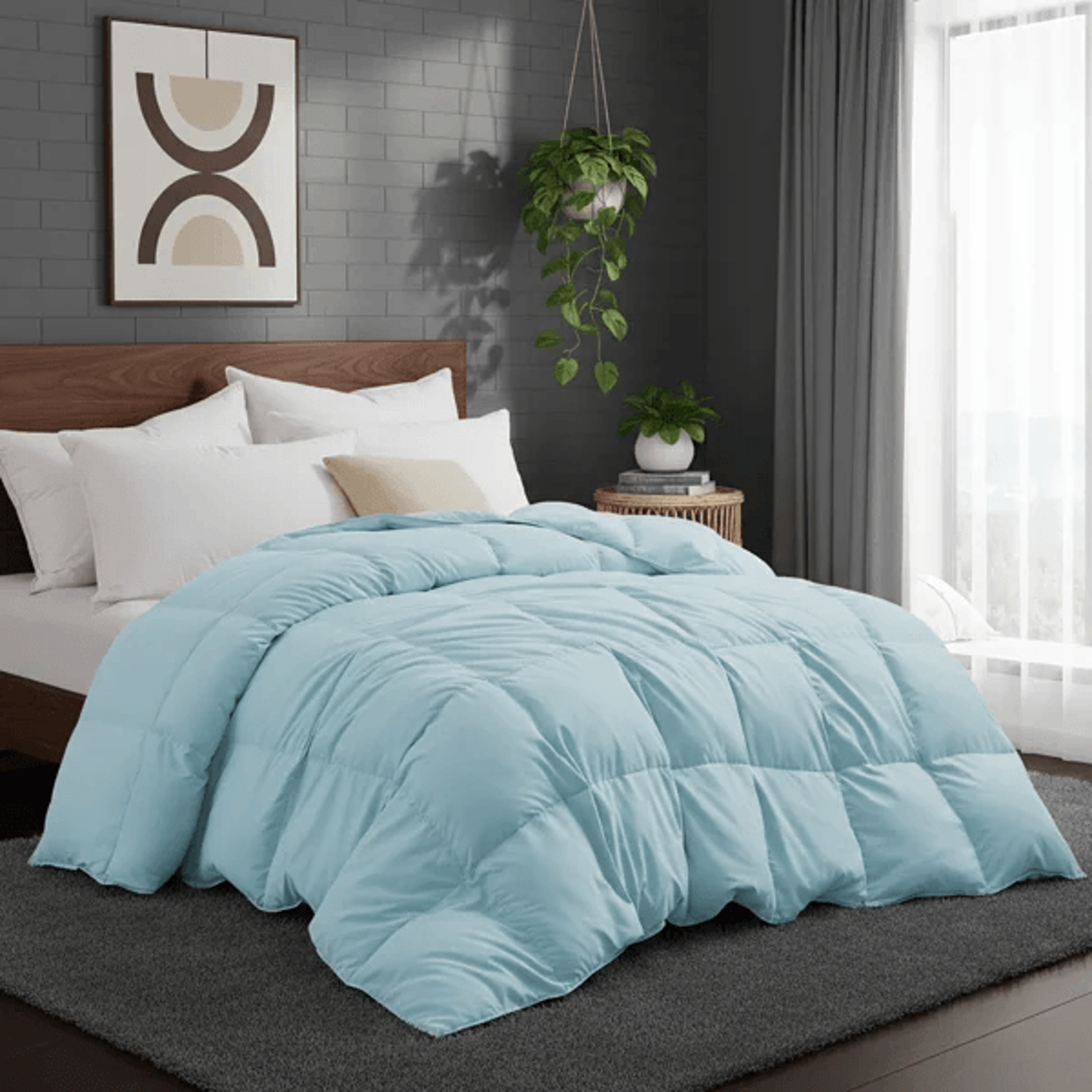 All Season Down Feather Fiber Comforter Duvet Insert Queen Size White 10