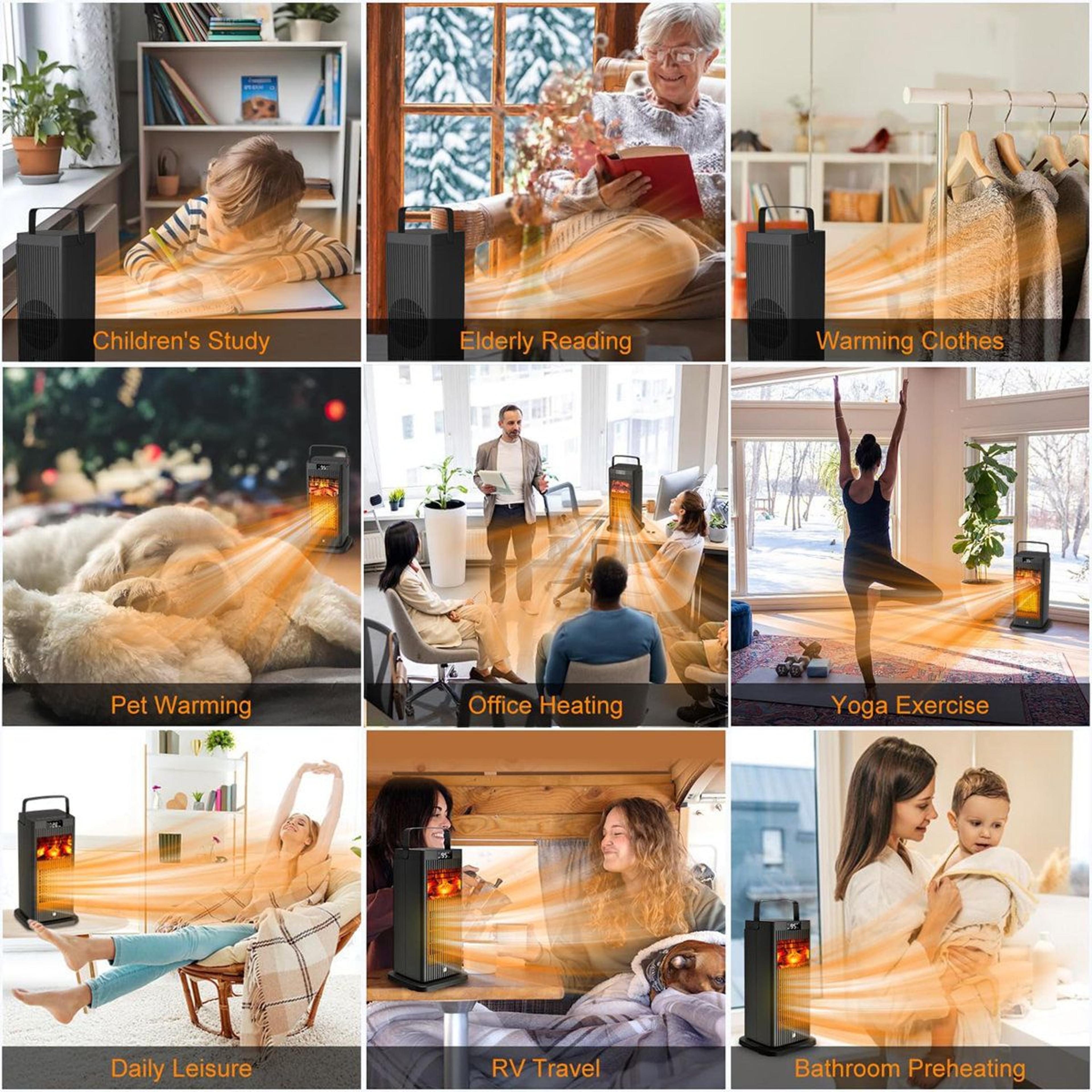 Smart Space Heater With 3D Flame Effect And Infrared Motion Sensor 5