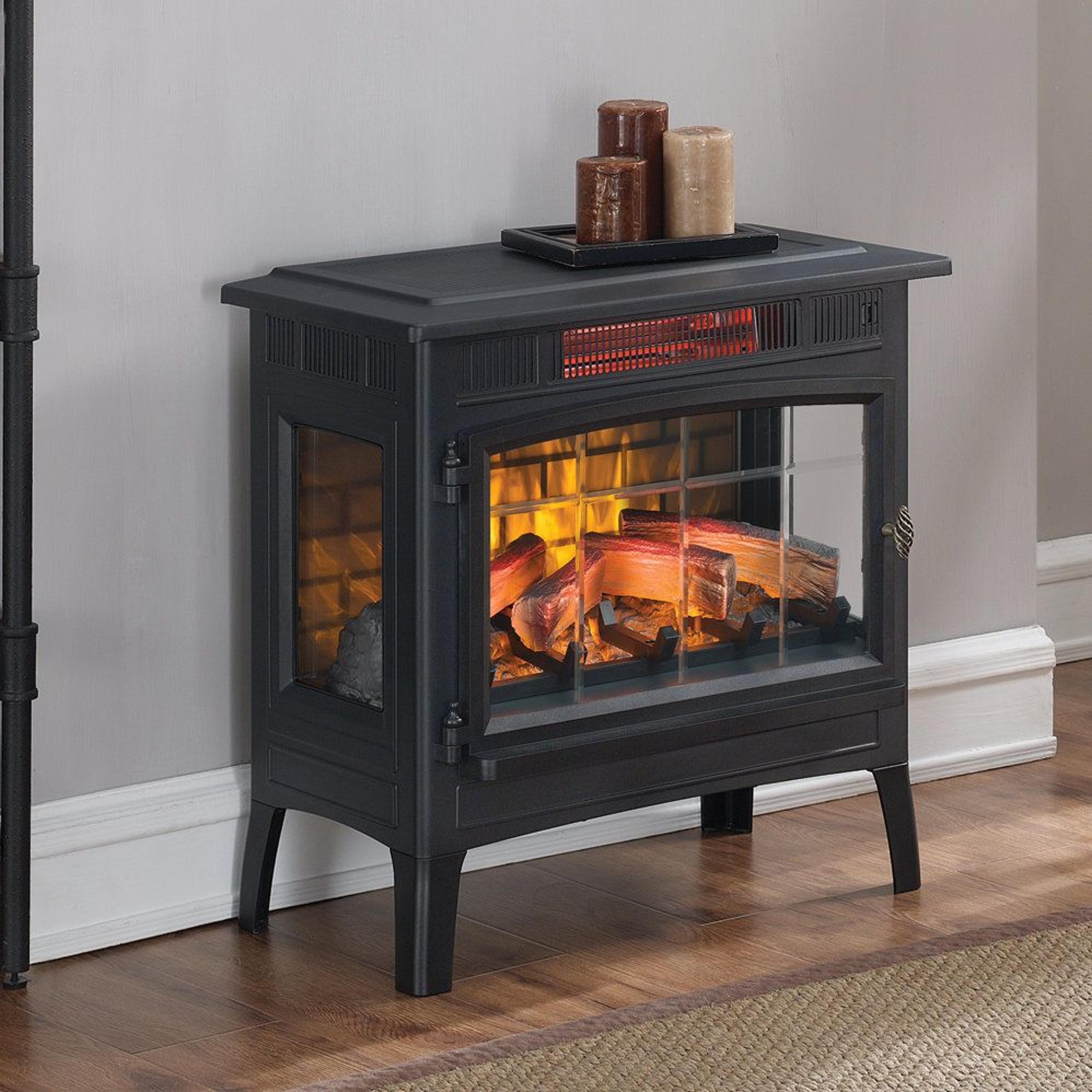 Freestanding Infrared Electric Fireplace Stove With Adjustable Flames And Thermostat 5