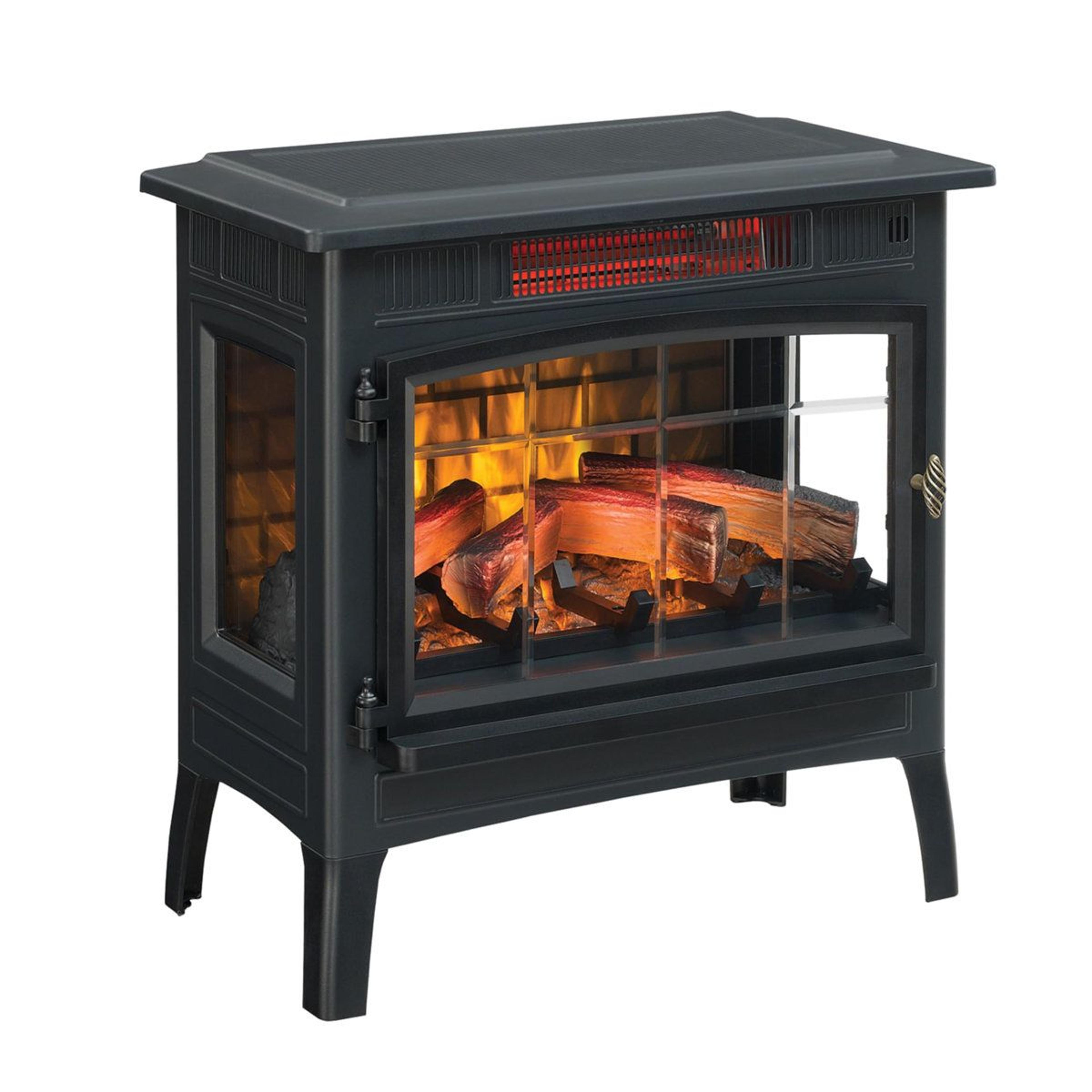 freestanding infrared electric fireplace stove with adjustable flames and thermostat