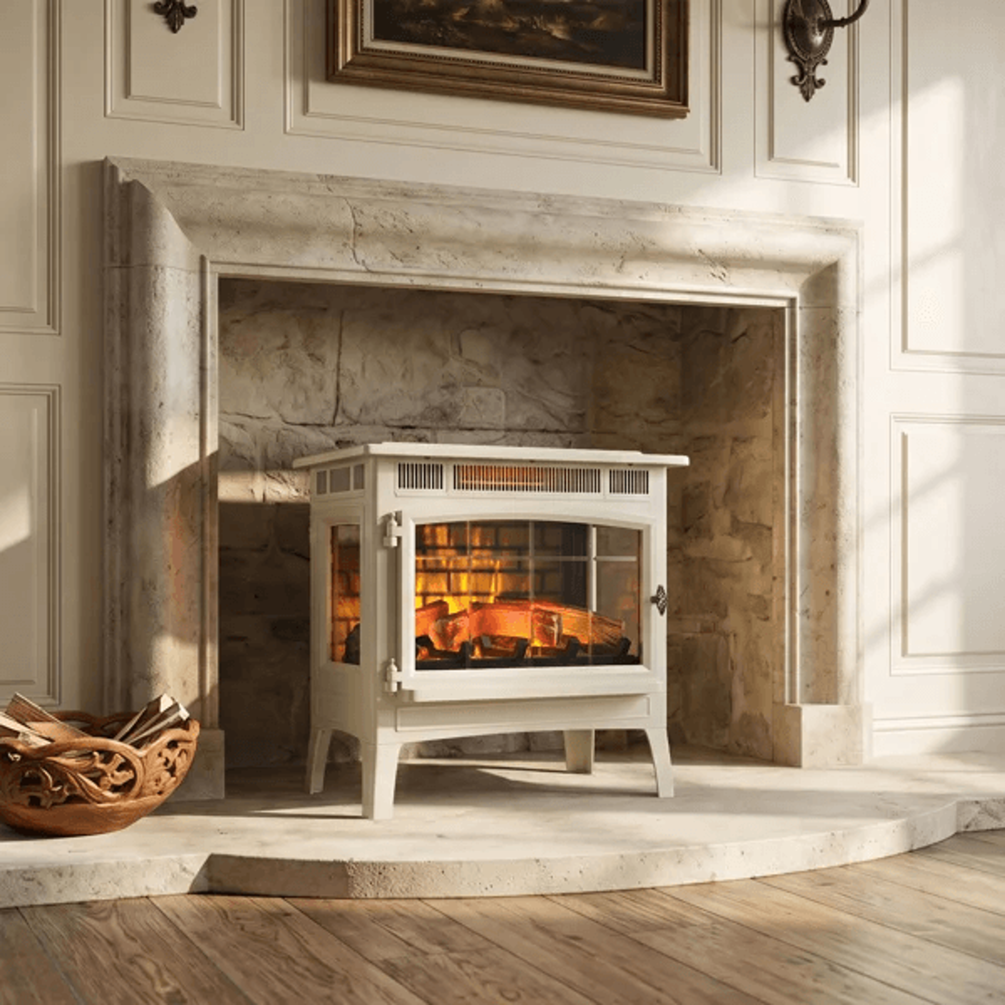 Freestanding Infrared Electric Fireplace Stove With Adjustable Flames And Thermostat 13