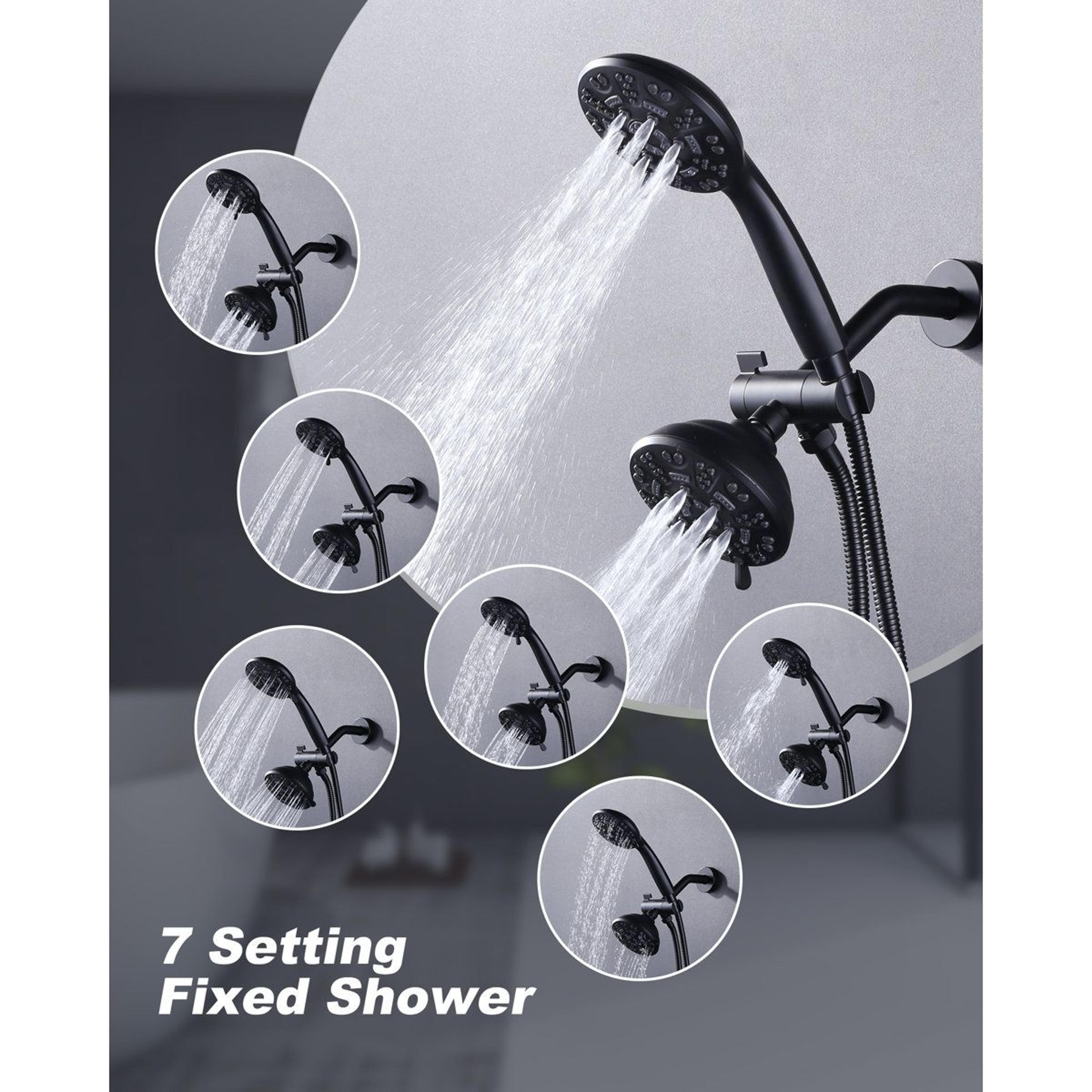 Matte Black Shower Faucet Set With Rough In Valve And Hand Shower 3