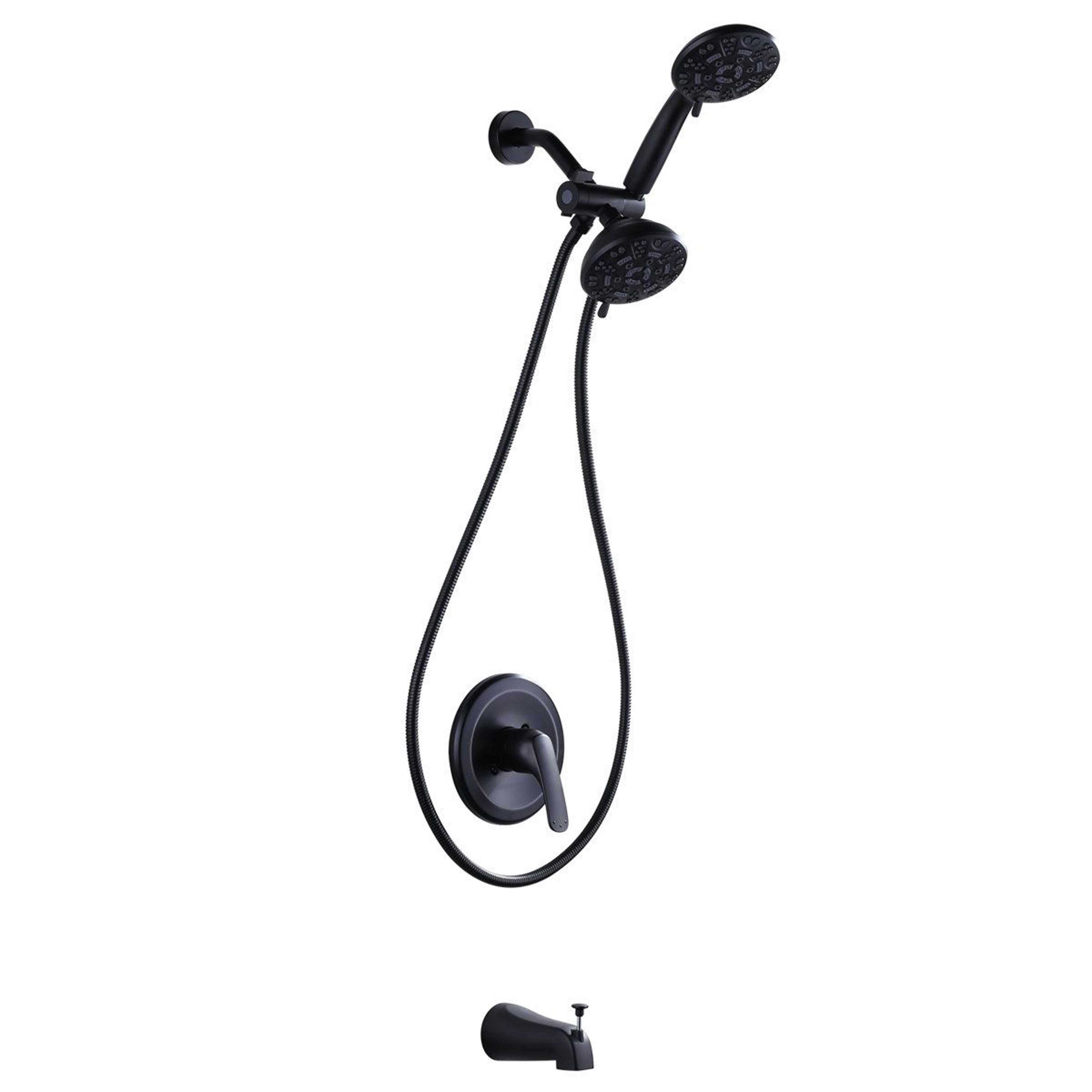 Matte Black Shower Faucet Set With Rough In Valve And Hand Shower 4