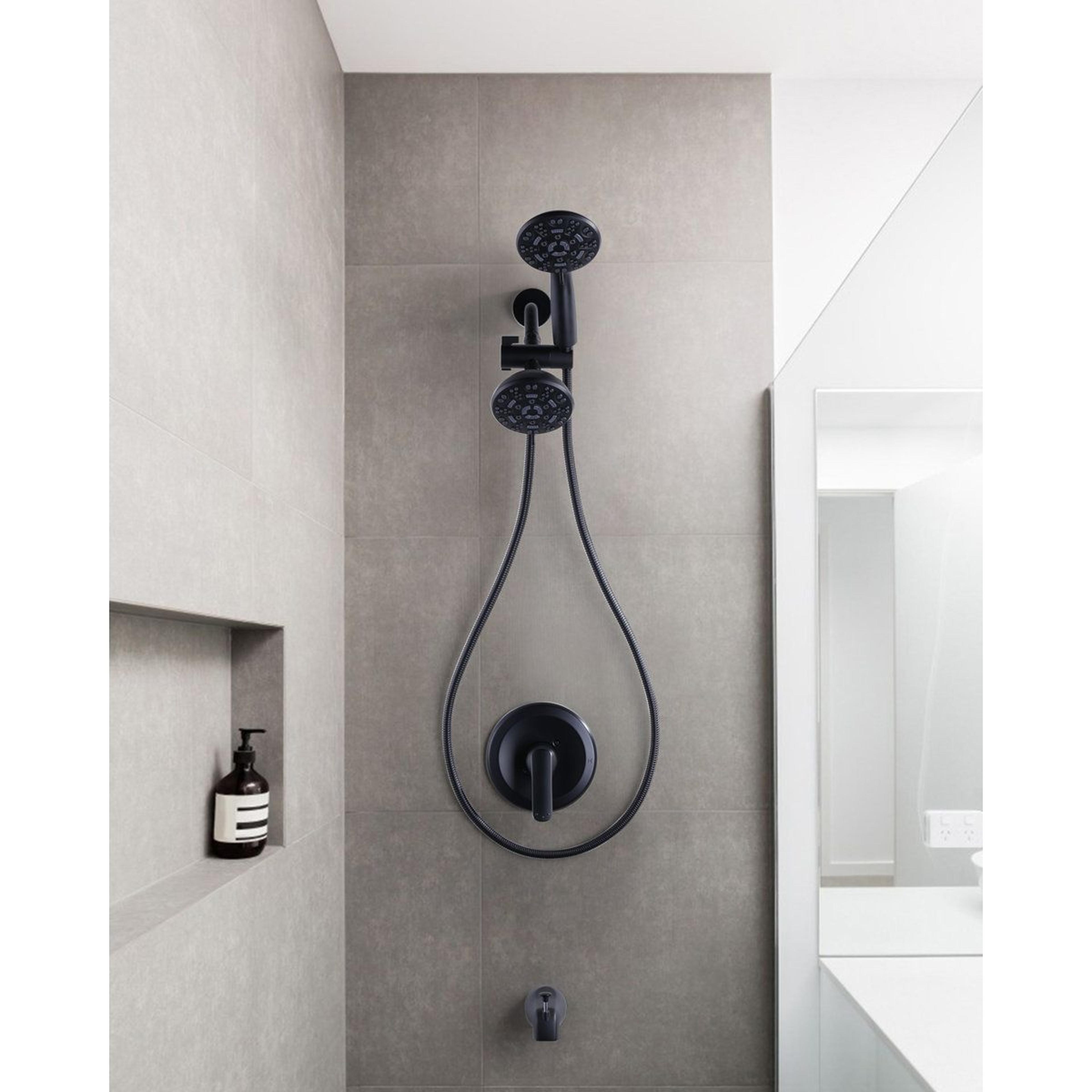 matte black shower faucet set with rough in valve and hand shower