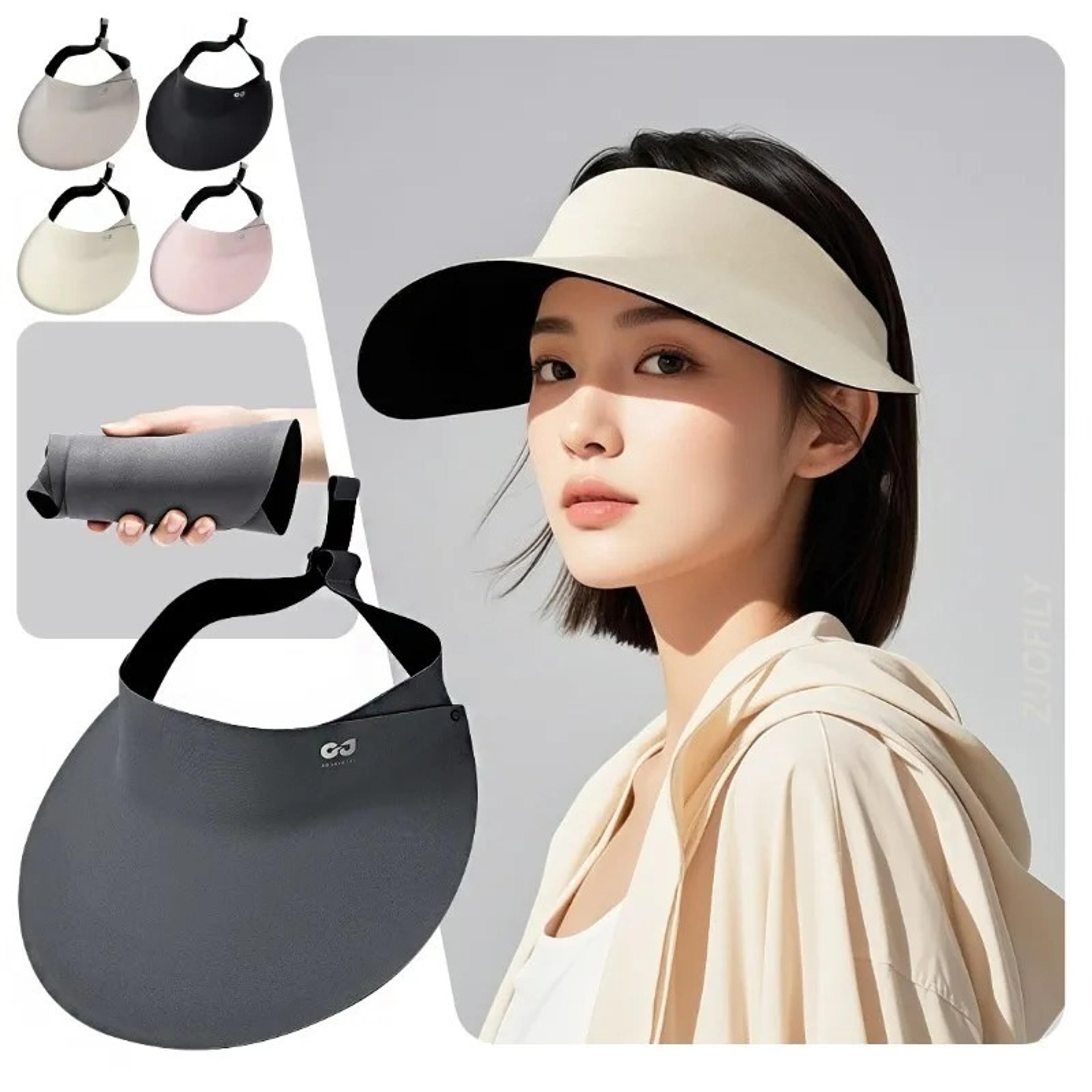 Womens Wide Brim Sun Hat With Ponytail Opening  UV Protection Visor For Outdoor Travel 4
