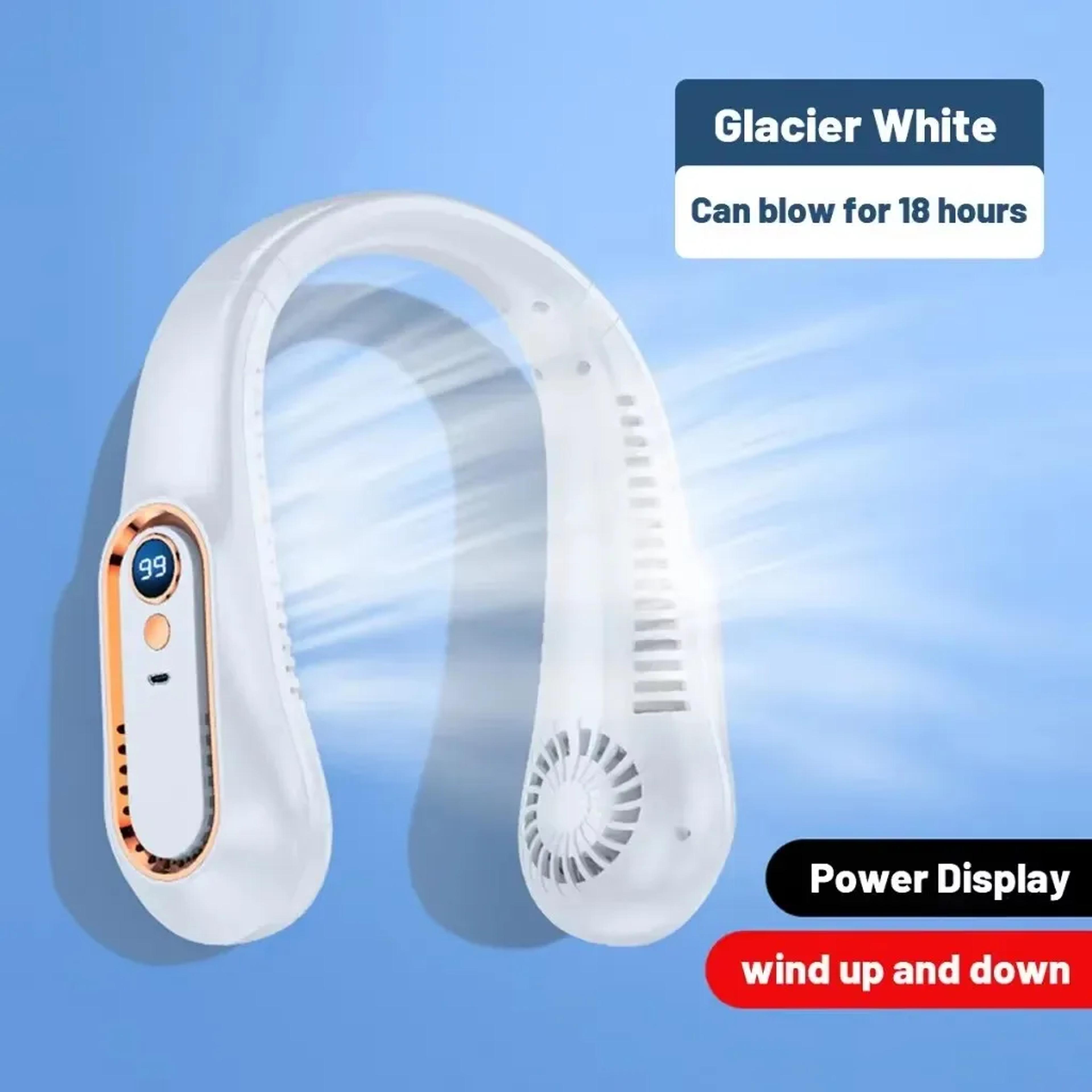 Bladeless Neck Fan Portable USB Rechargeable Hands Free Cooling Fan With Digital Display 2
