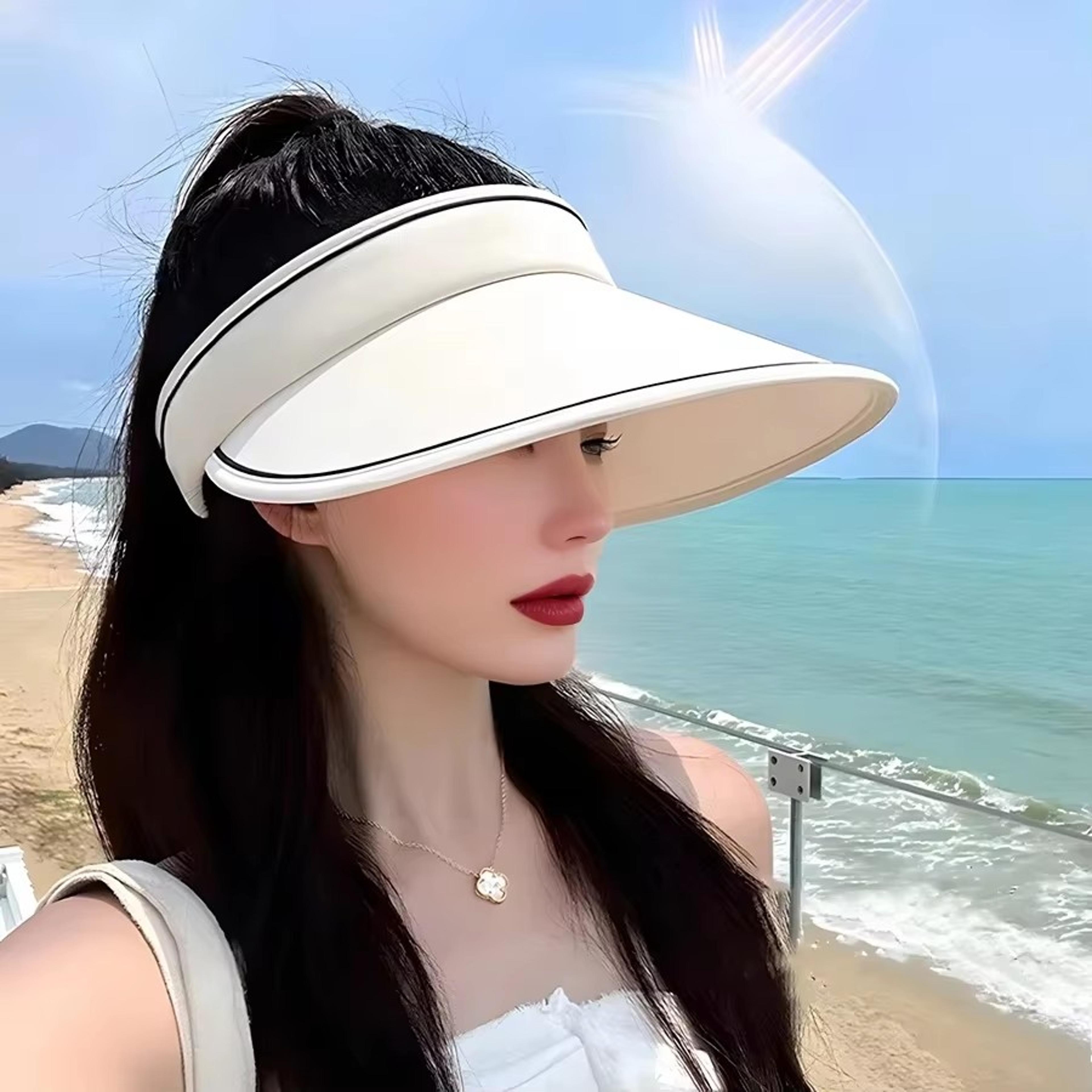 Womens Wide Brim Visor Hat With UV Protection Packable Beach Sun Hat For Travel  Outdoor Sports 5