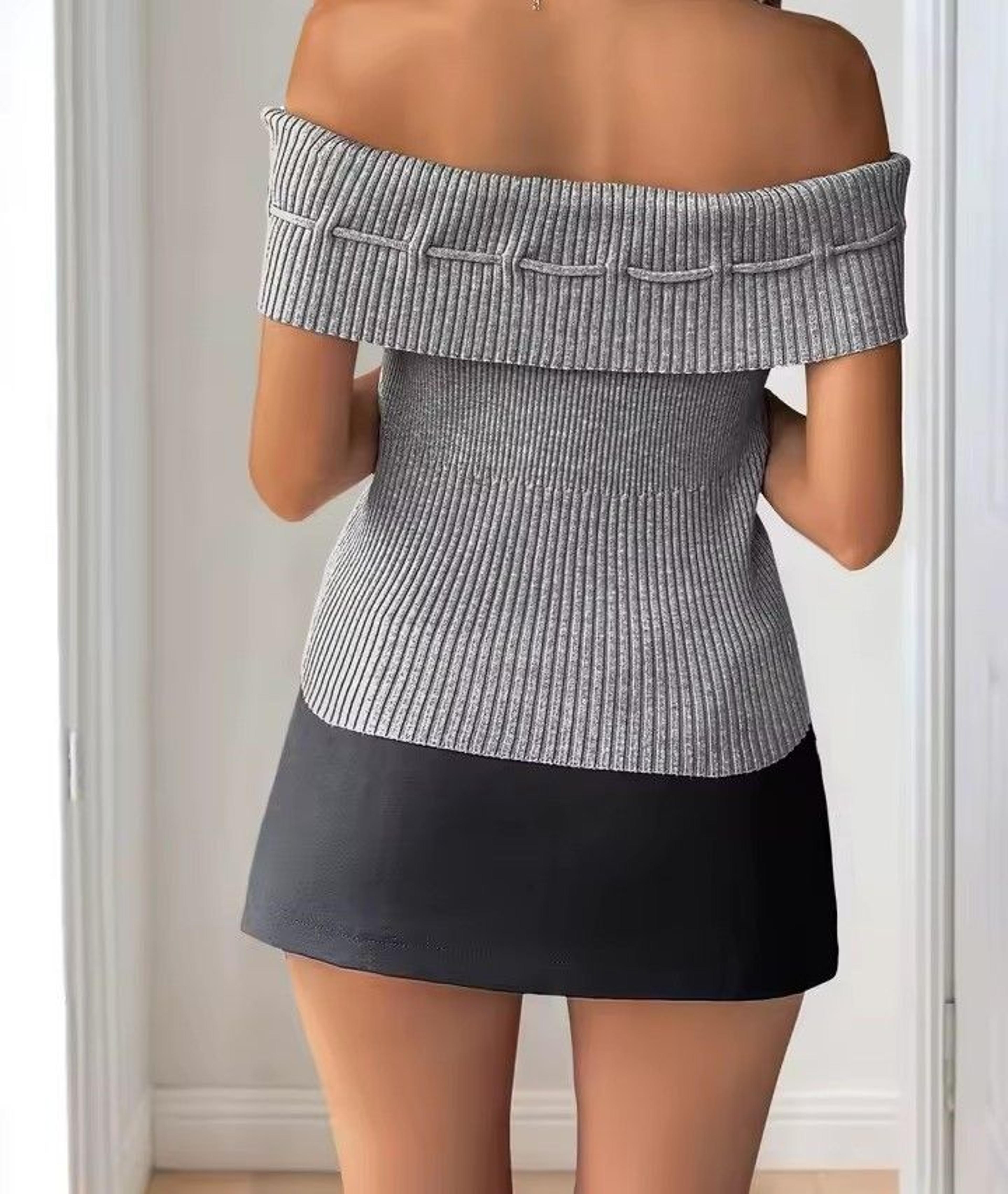 Off Shoulder Top For Women Backless Ribbed Knit Summer Going Out Top 1
