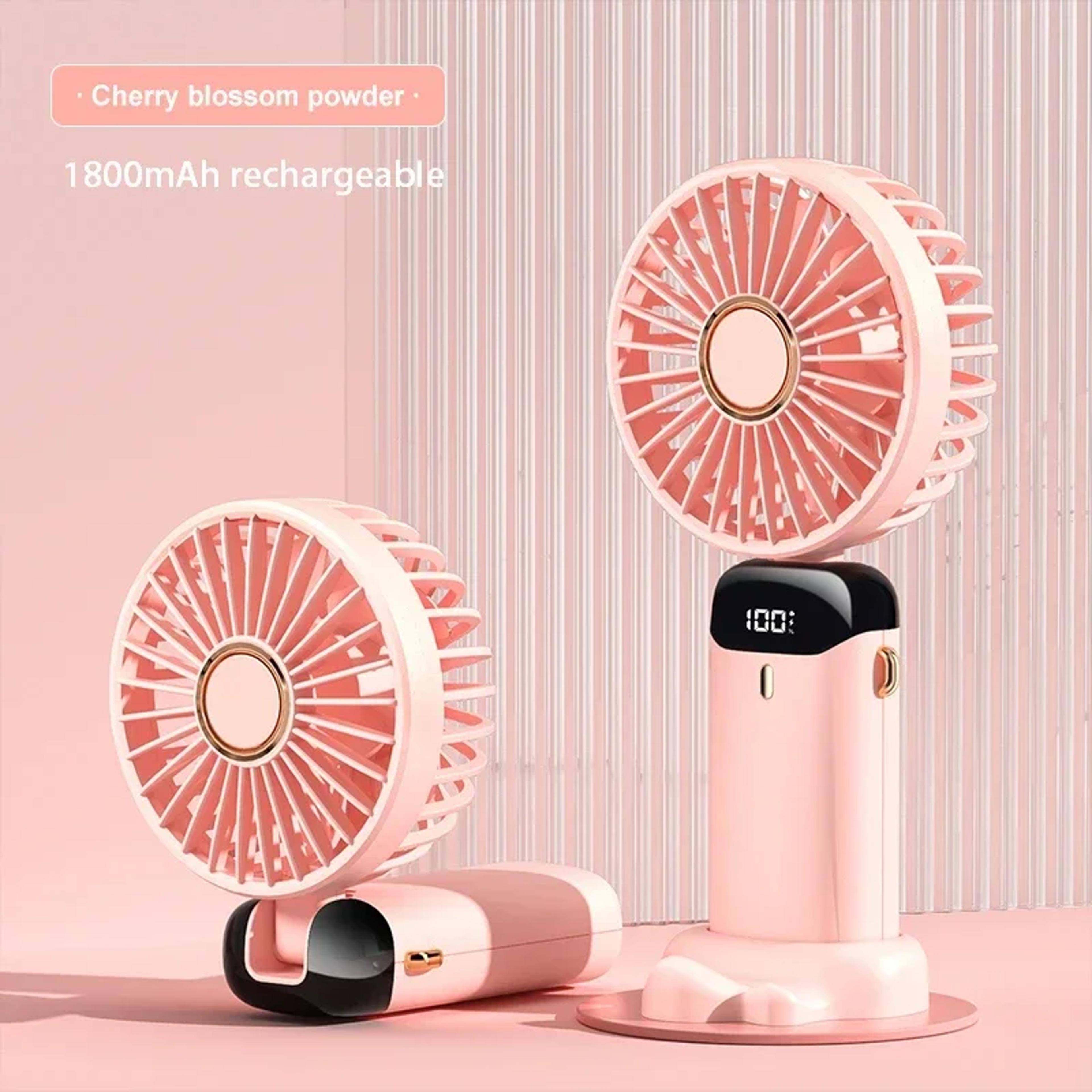 Portable Handheld Fan With Phone Stand Display Screen  5Speed USB Rechargeable Neck Fan 2