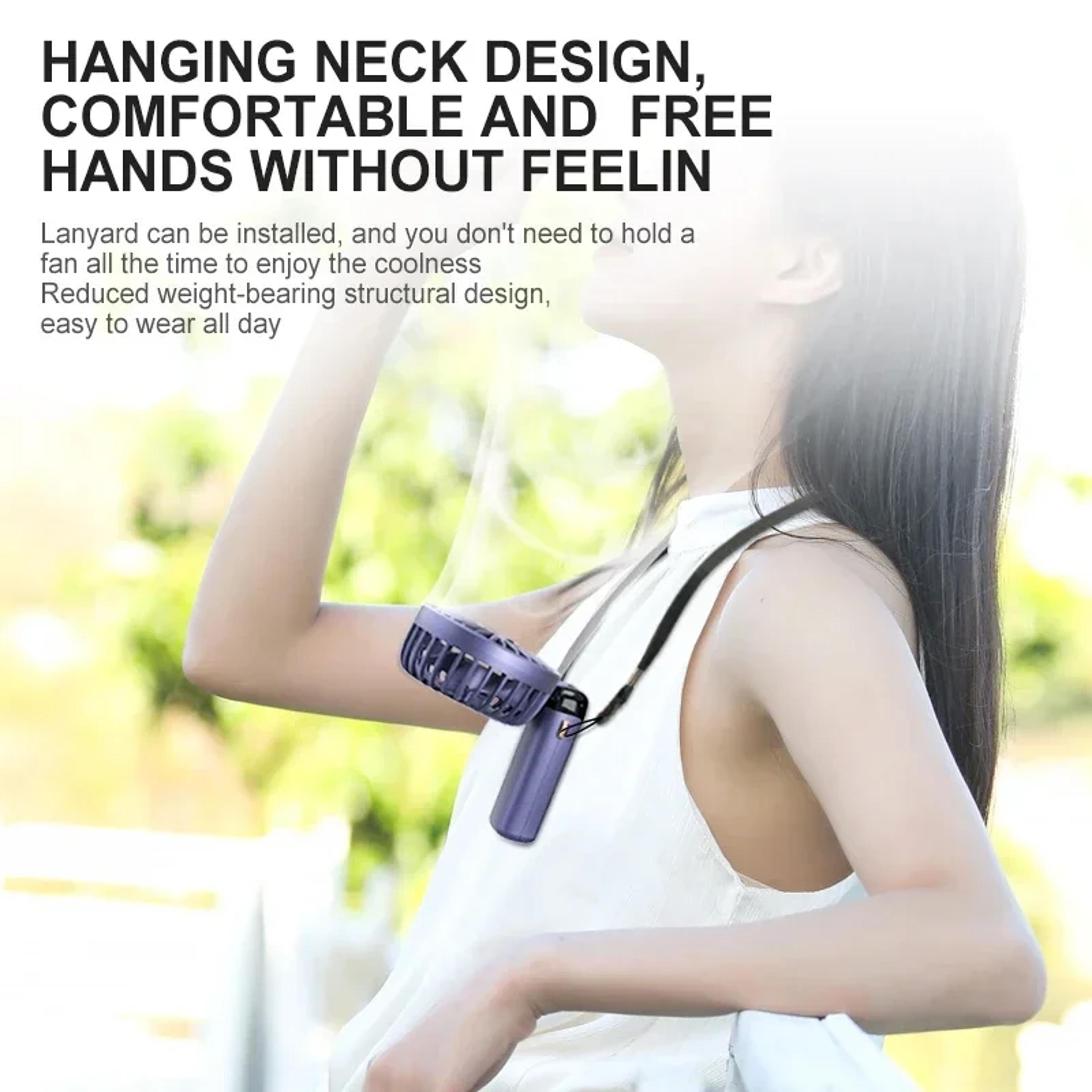 Portable Handheld Fan With Phone Stand Display Screen  5Speed USB Rechargeable Neck Fan 8