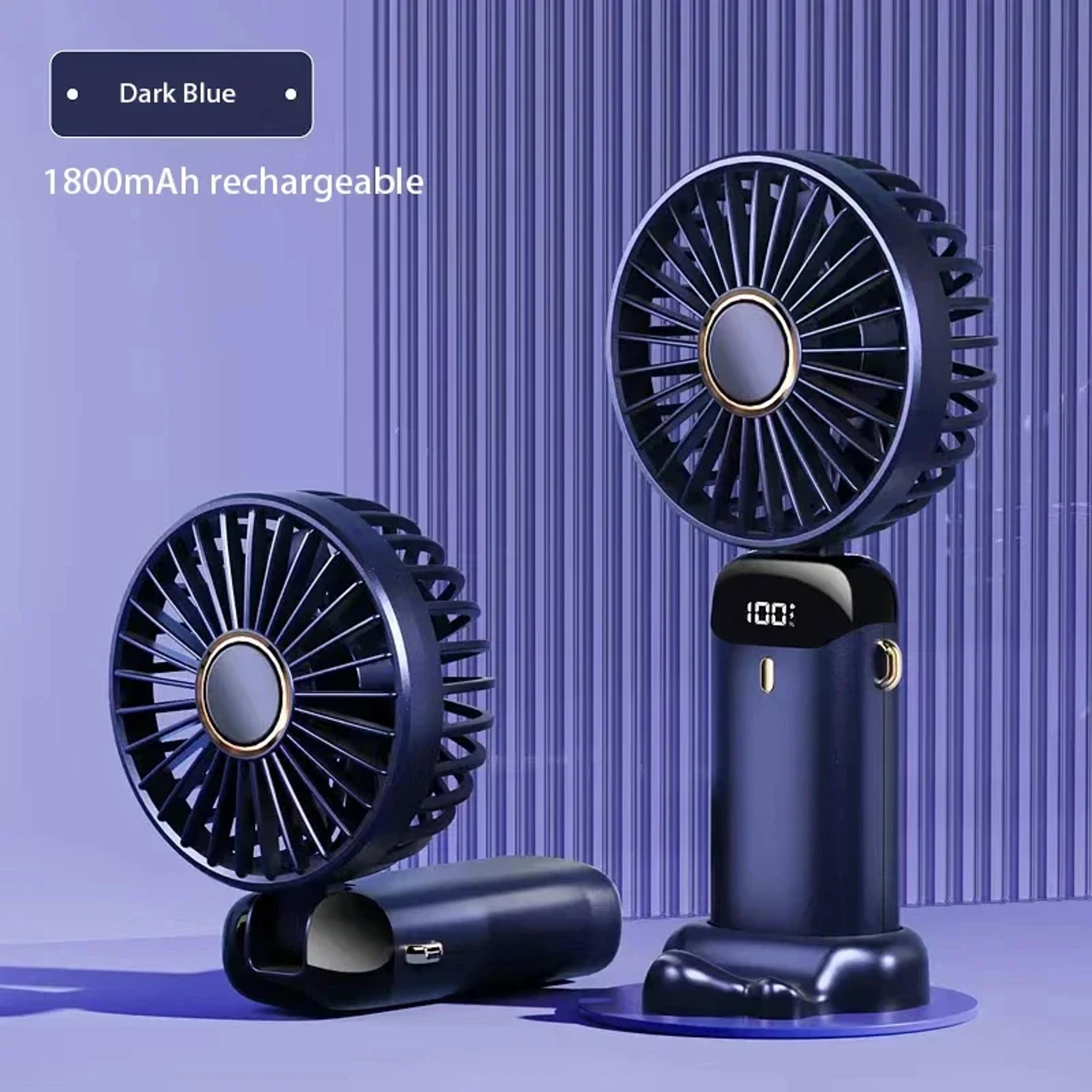 Portable Handheld Fan With Phone Stand Display Screen  5Speed USB Rechargeable Neck Fan 4