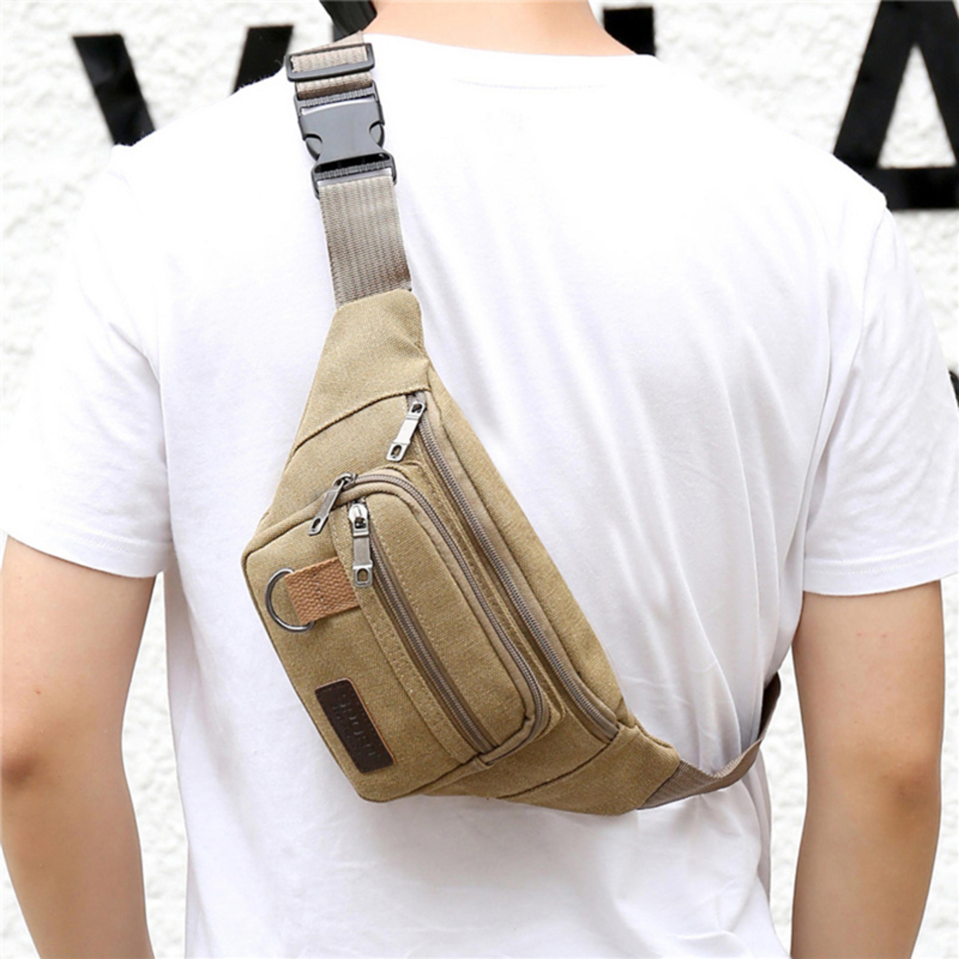 Canvas Waist Bag Belt Bag Crossbody Chest Bag For Men  Women Travel Phone Pouch 6
