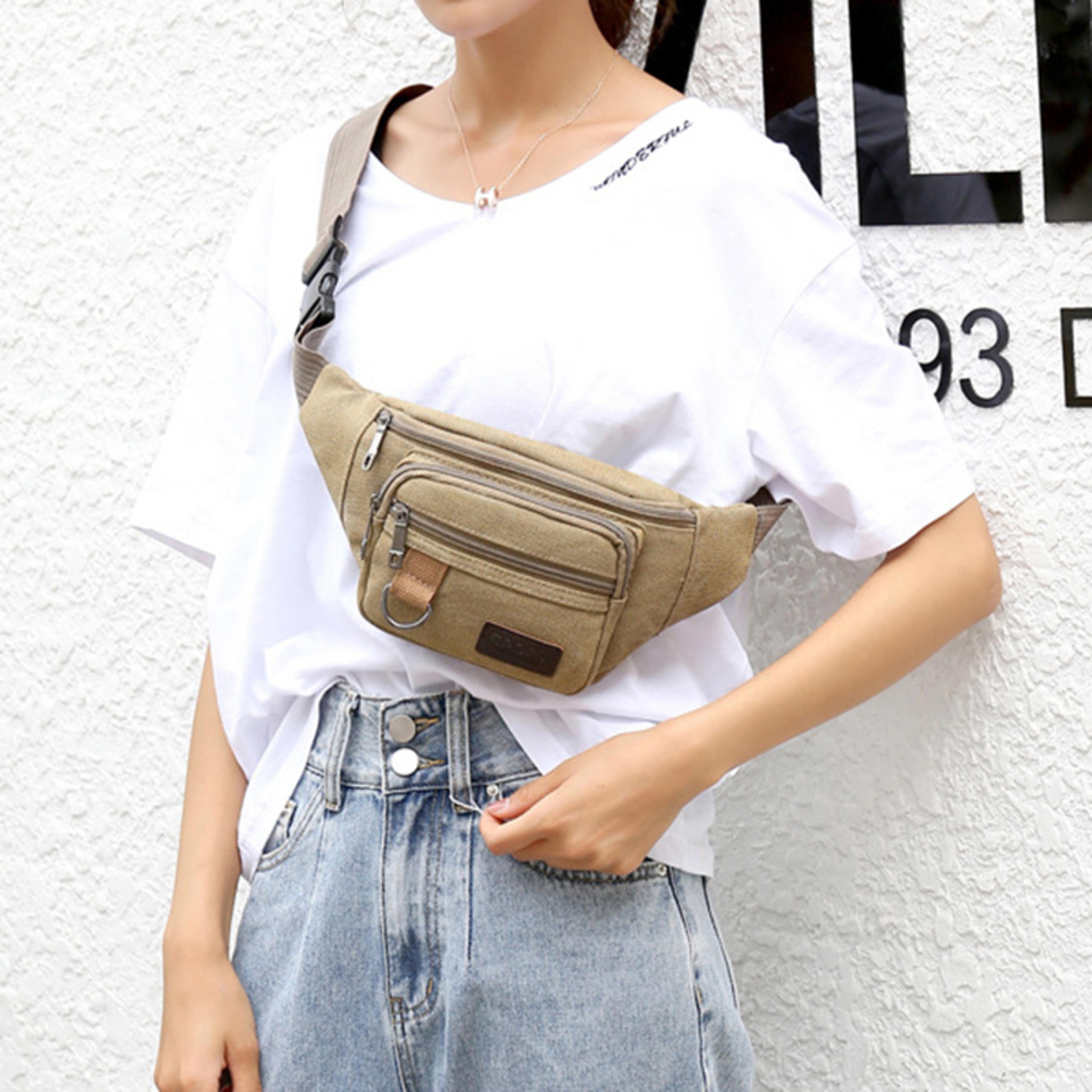 Canvas Waist Bag Belt Bag Crossbody Chest Bag For Men  Women Travel Phone Pouch 8