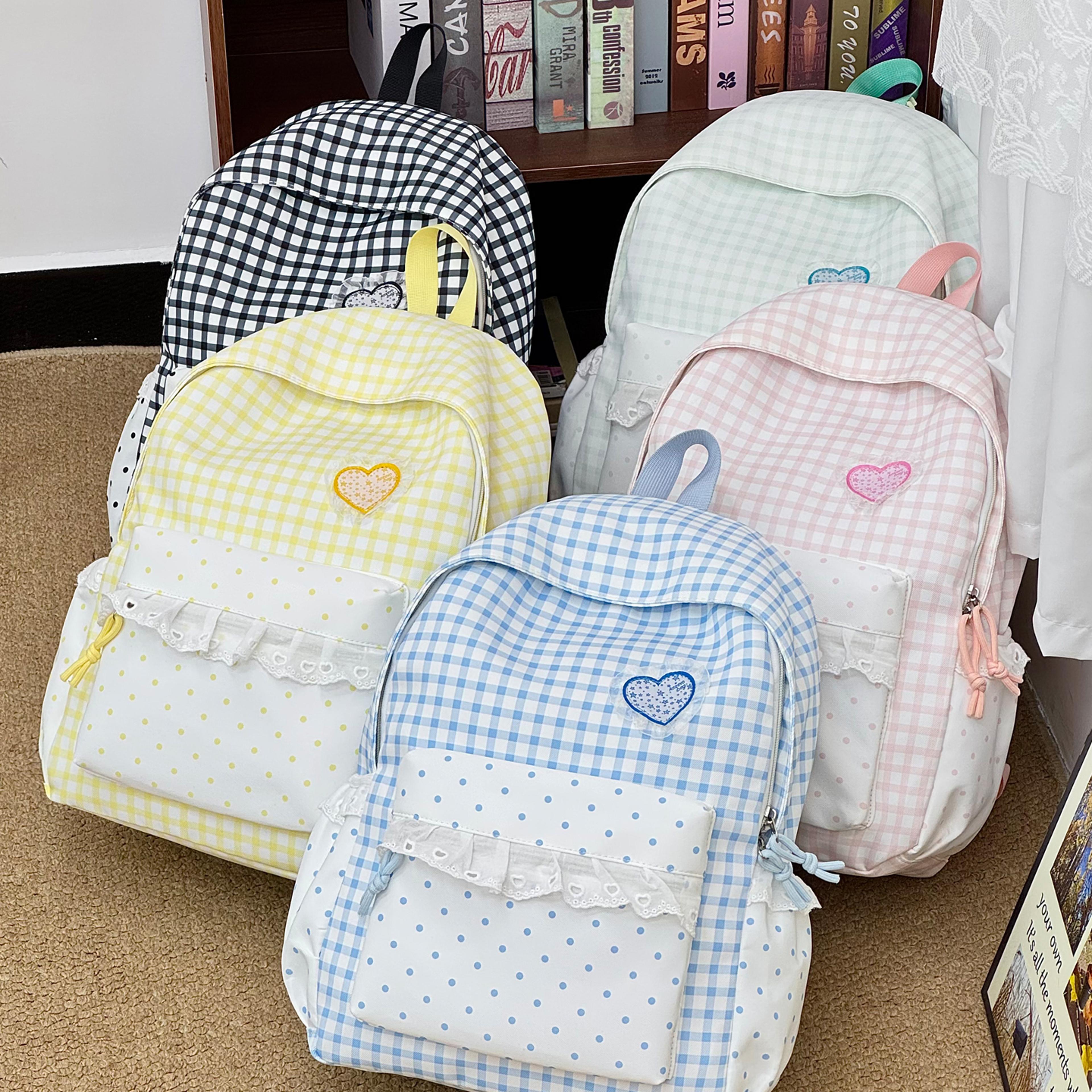 Cute Plaid Back To School Backpack For Teen Girls Casual Travel Daypack 8