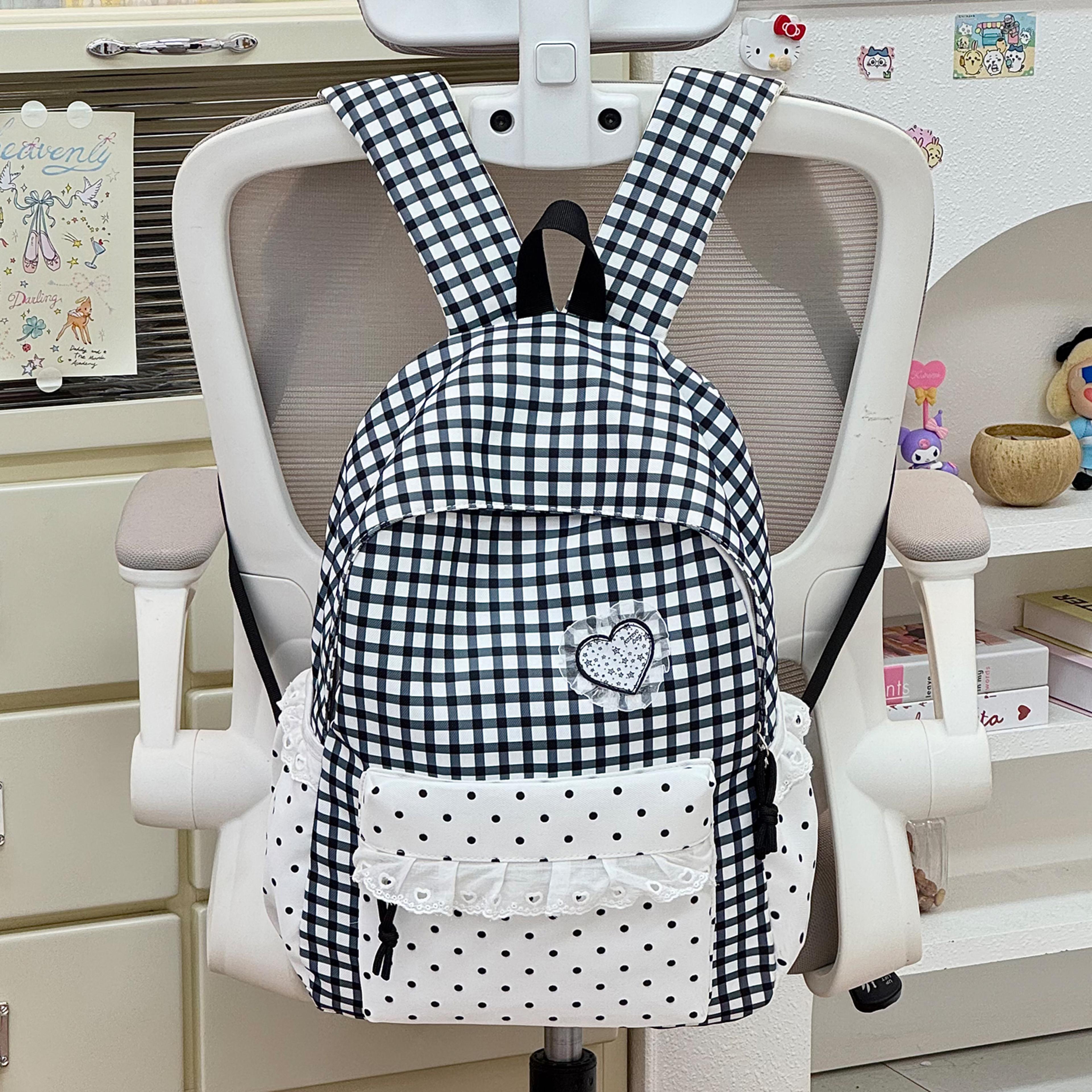 Cute Plaid Back To School Backpack For Teen Girls Casual Travel Daypack 3