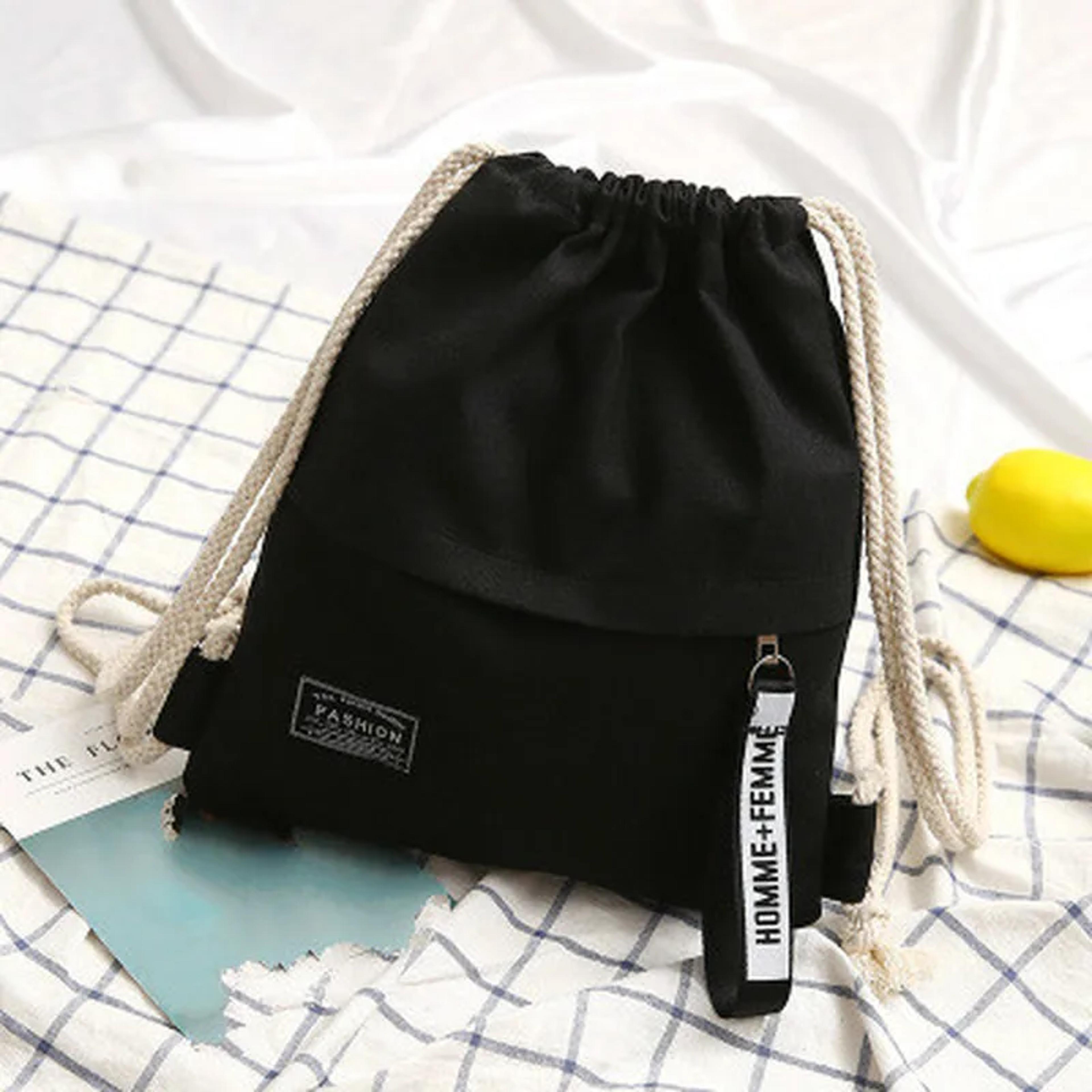 Canvas Drawstring Backpack With Front Pocket Back To School Backpack Casual Travel Backpack For Men 1
