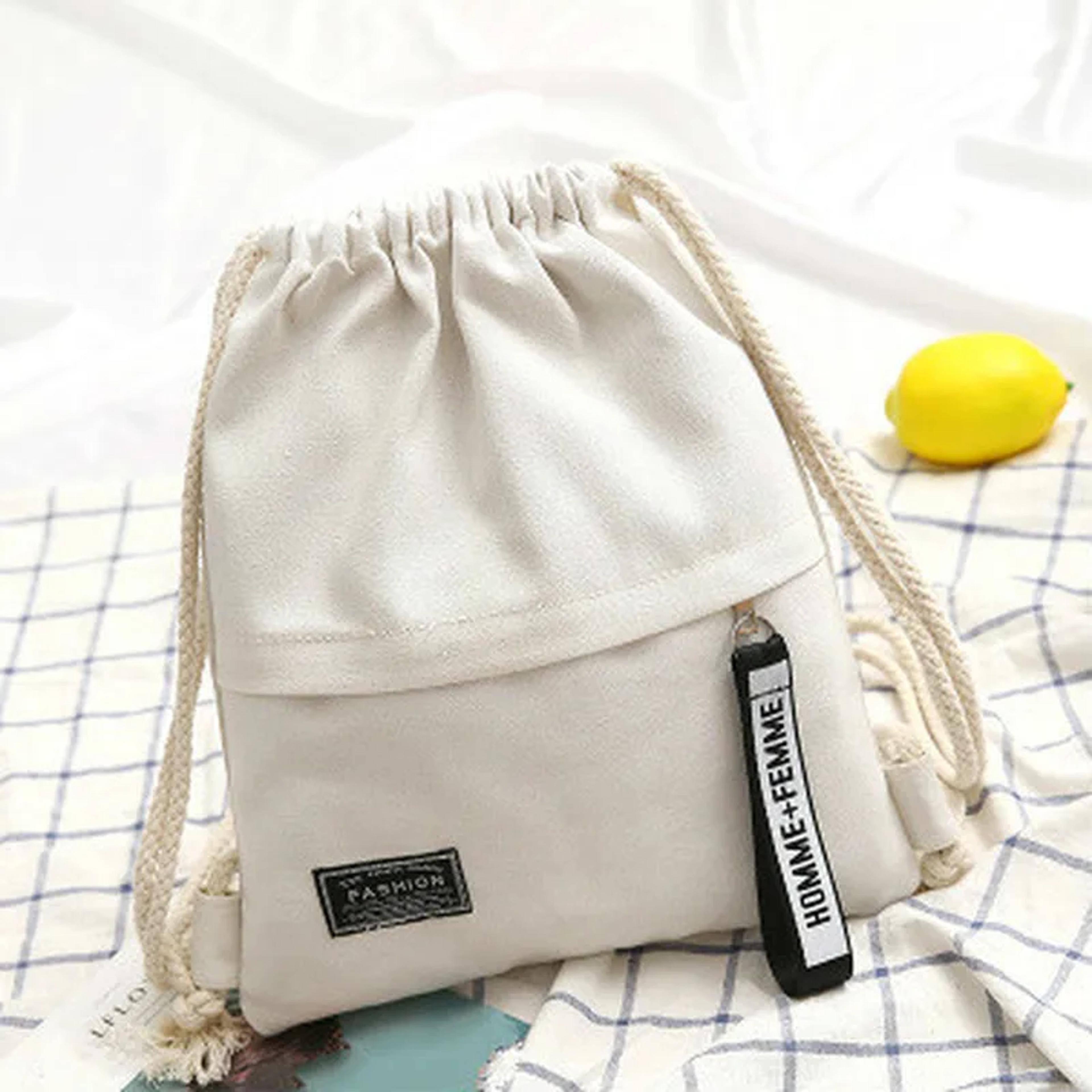 Canvas Drawstring Backpack With Front Pocket Back To School Backpack Casual Travel Backpack For Men 2