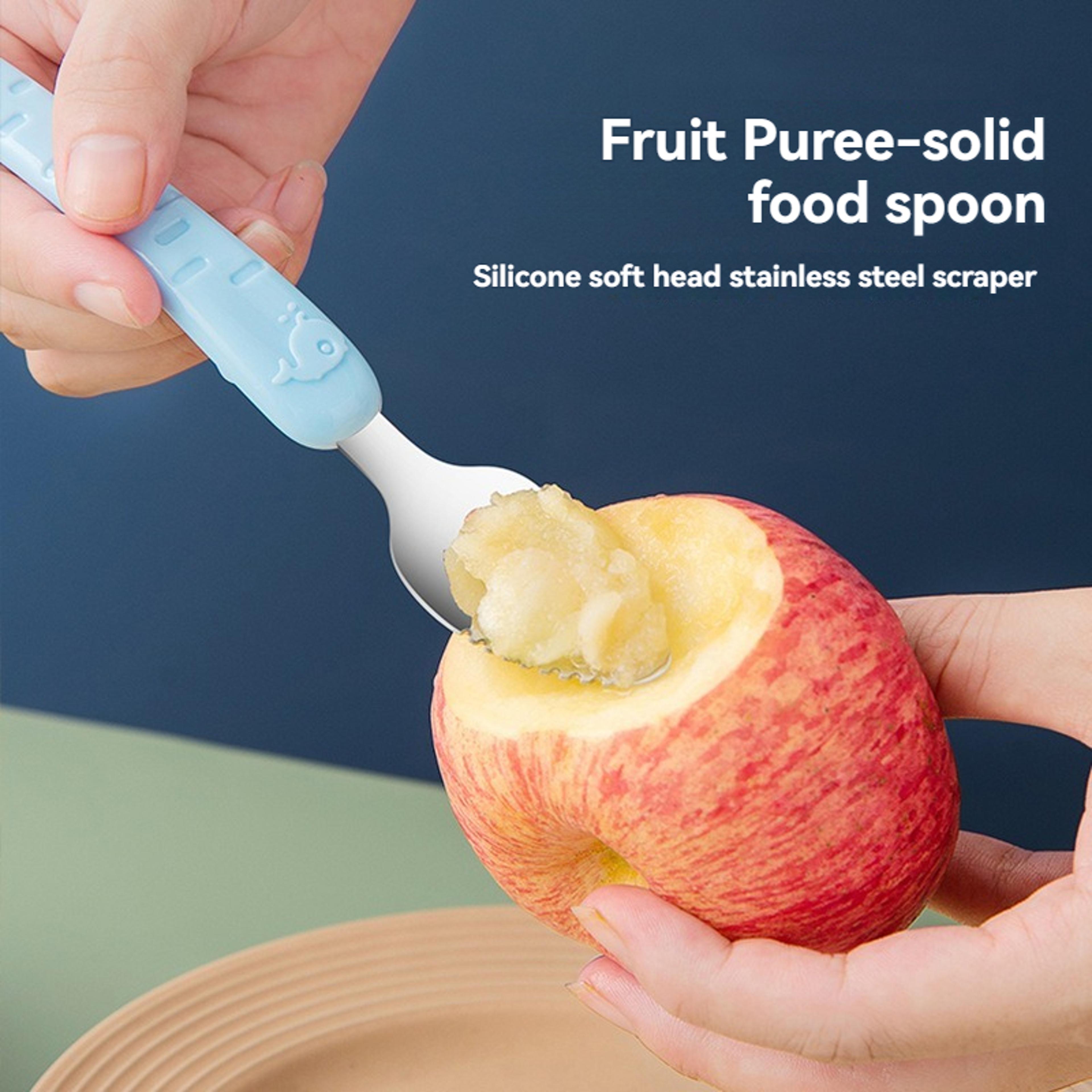 Food Scraper Spoon With Dual Head Silicone Baby Puree Maker  Fruit Feeder Spoon 8