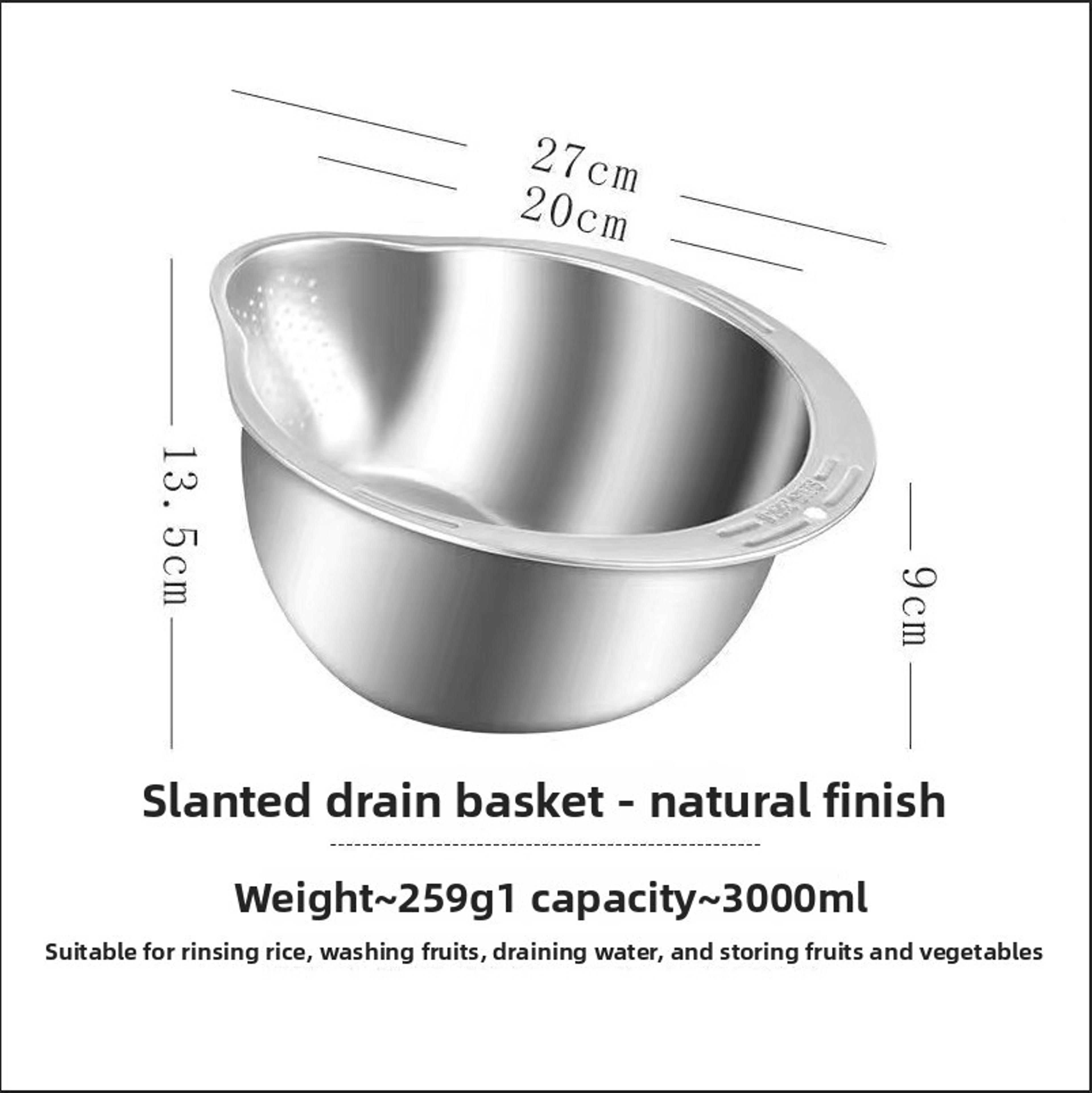 Premium Rice Washing Bowl Stainless Steel Colander For Rice Fruits  Vegetables 5