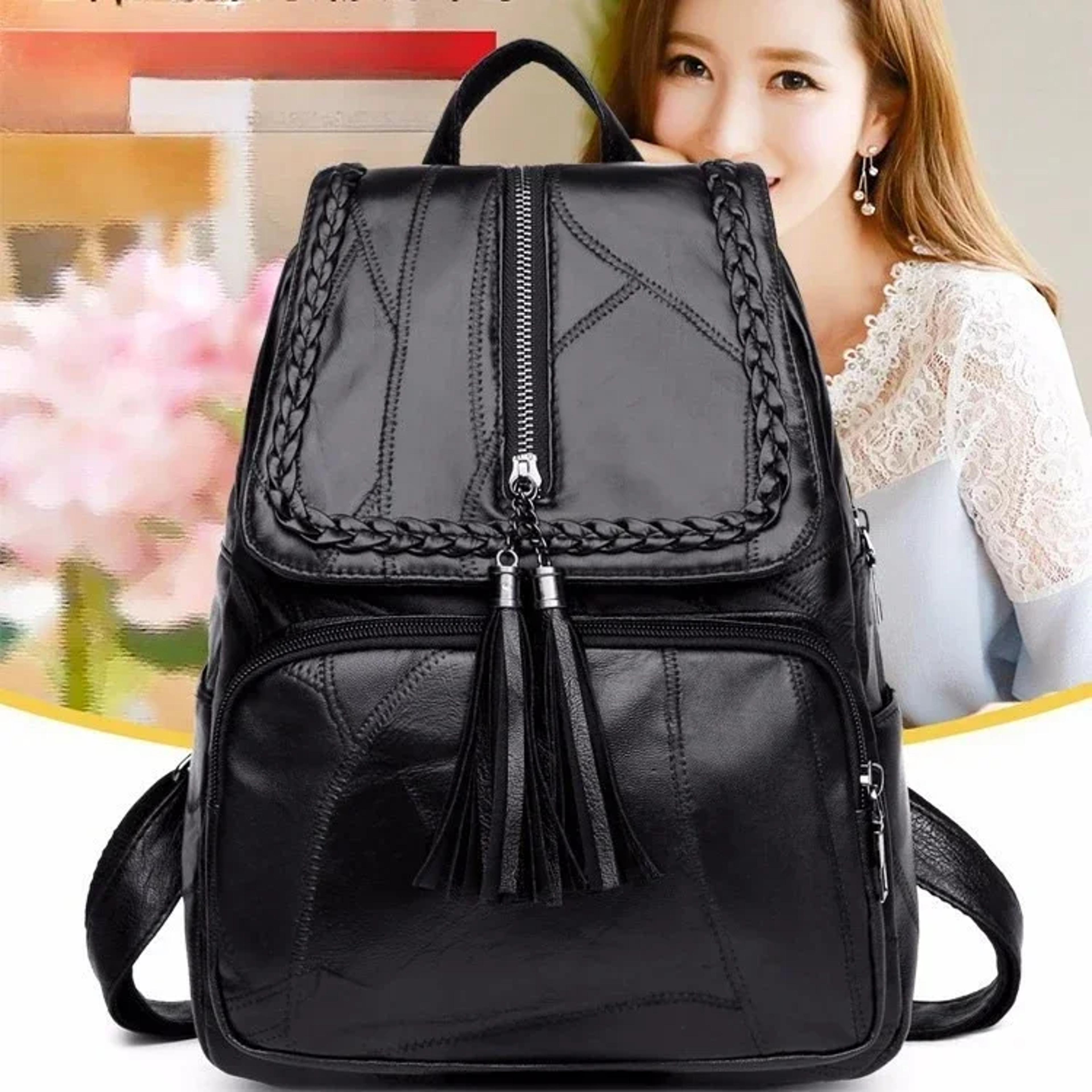 Womens Leather Backpack For Women Large Capacity Travel  School Backpack 3