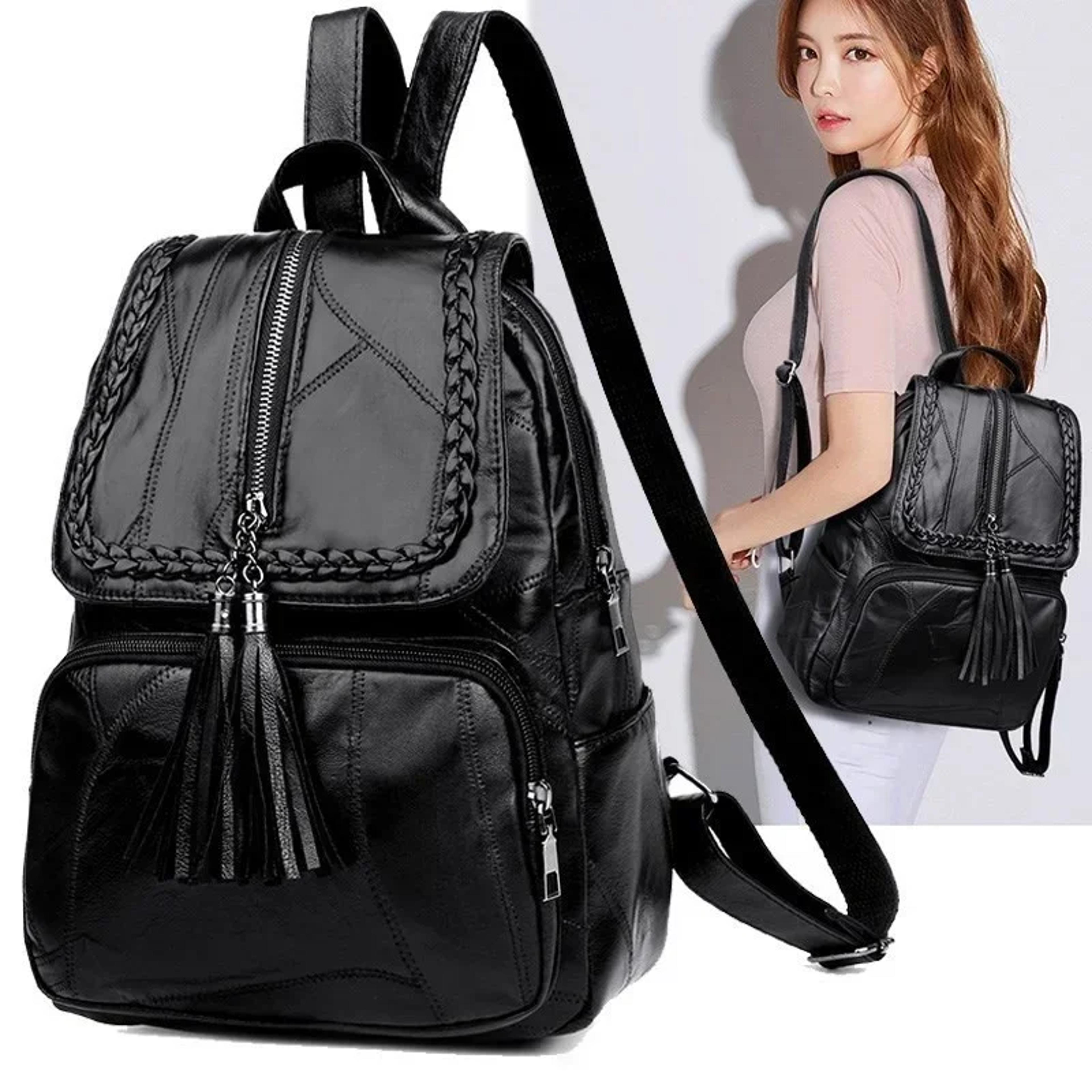 Womens Leather Backpack For Women Large Capacity Travel  School Backpack 4