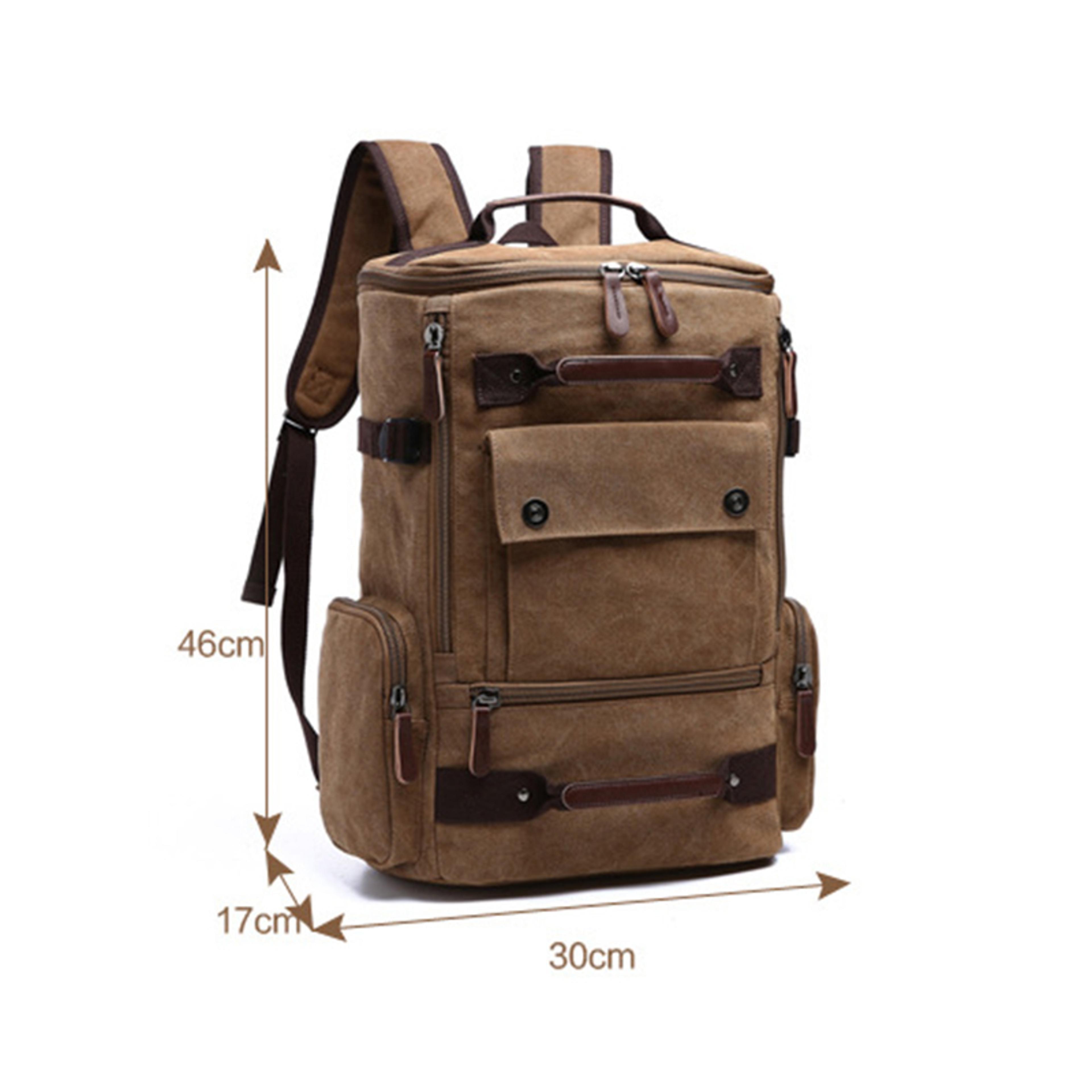 Vintage Canvas Laptop Backpack Large Capacity Travel School Rucksack For Men 9