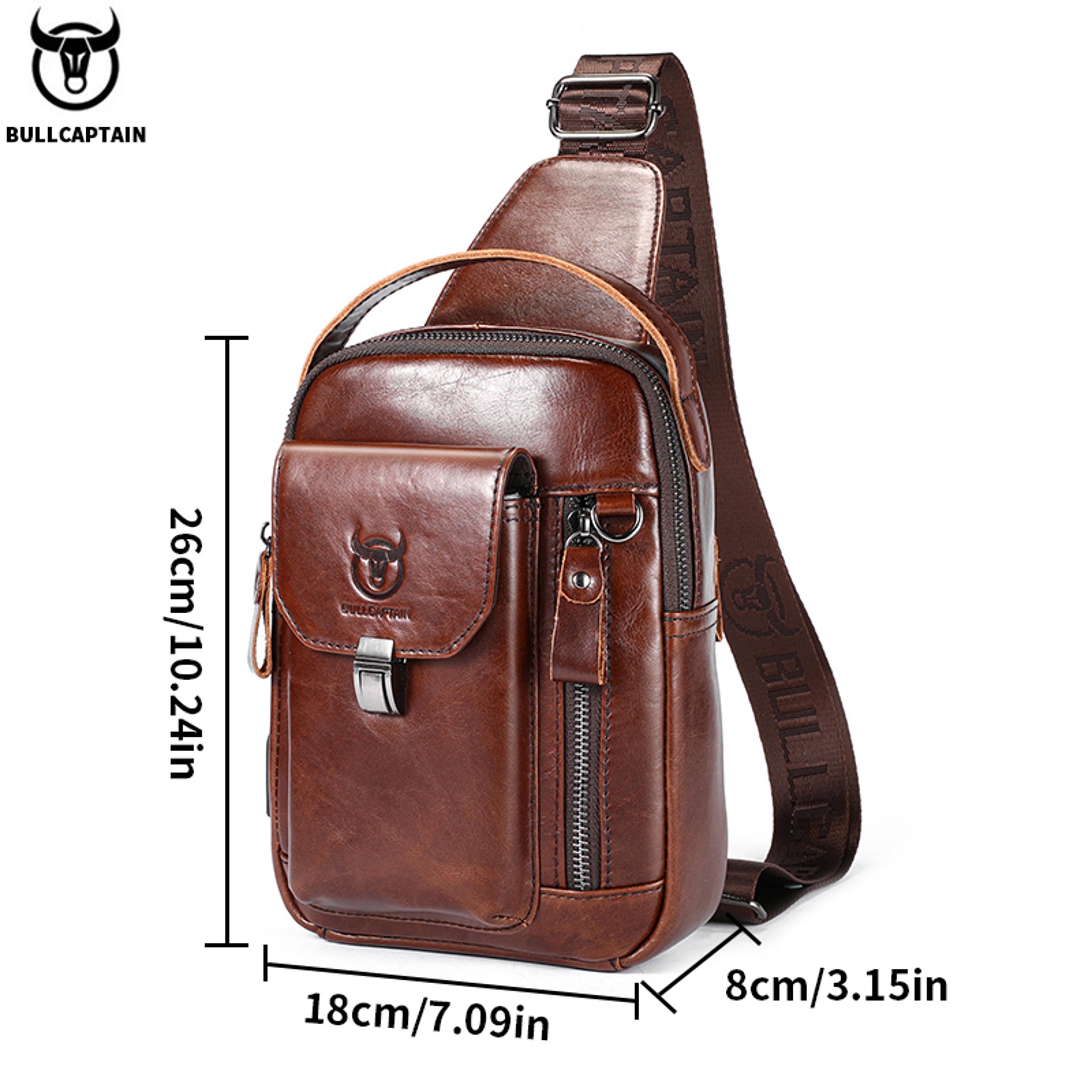 Genuine Leather Chest Bag For Men Back To School Backpack Anti Theft Crossbody Leather Phone Sling 4