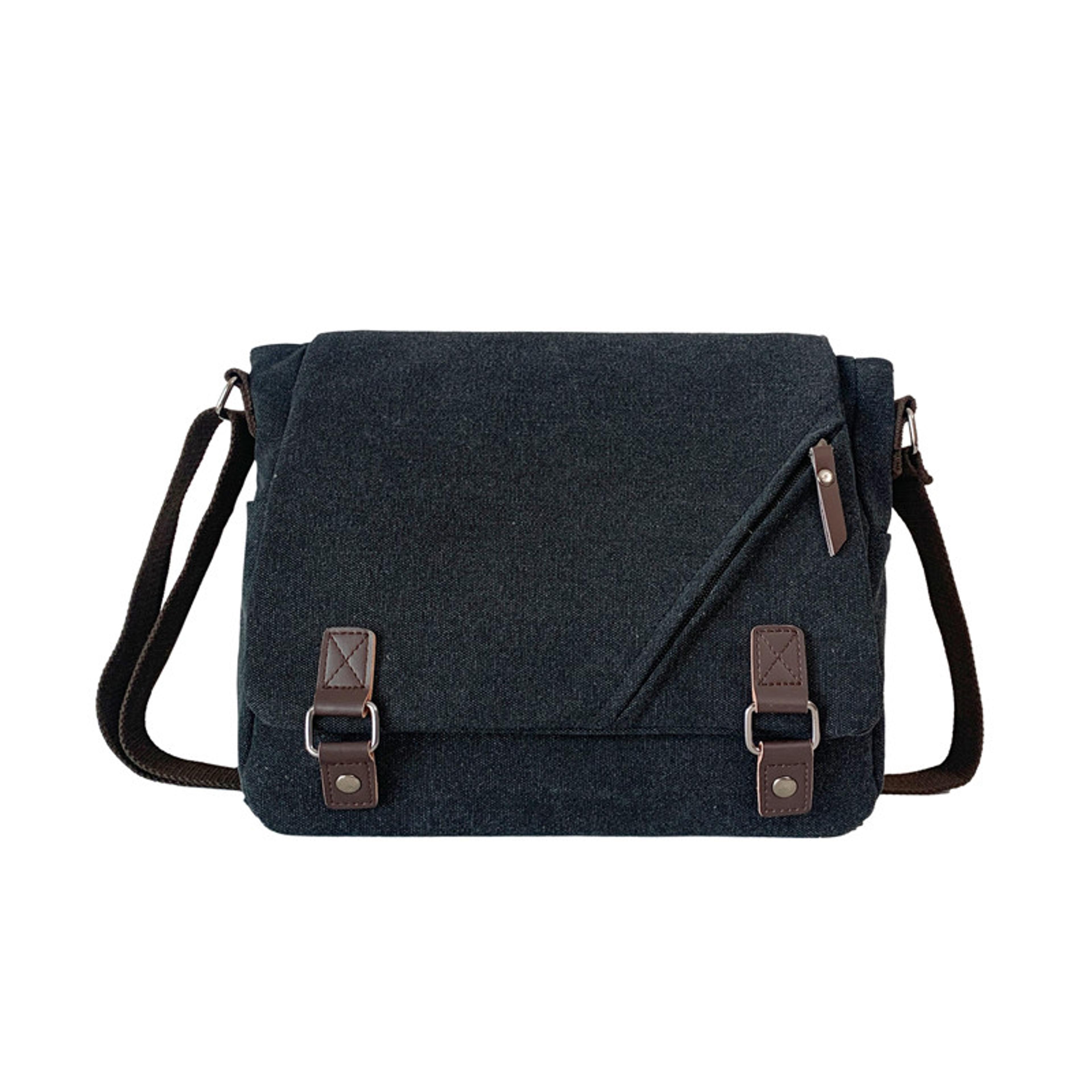 Men Canvas Messenger Bag Large Crossbody Shoulder Bag For Business Travel School 2