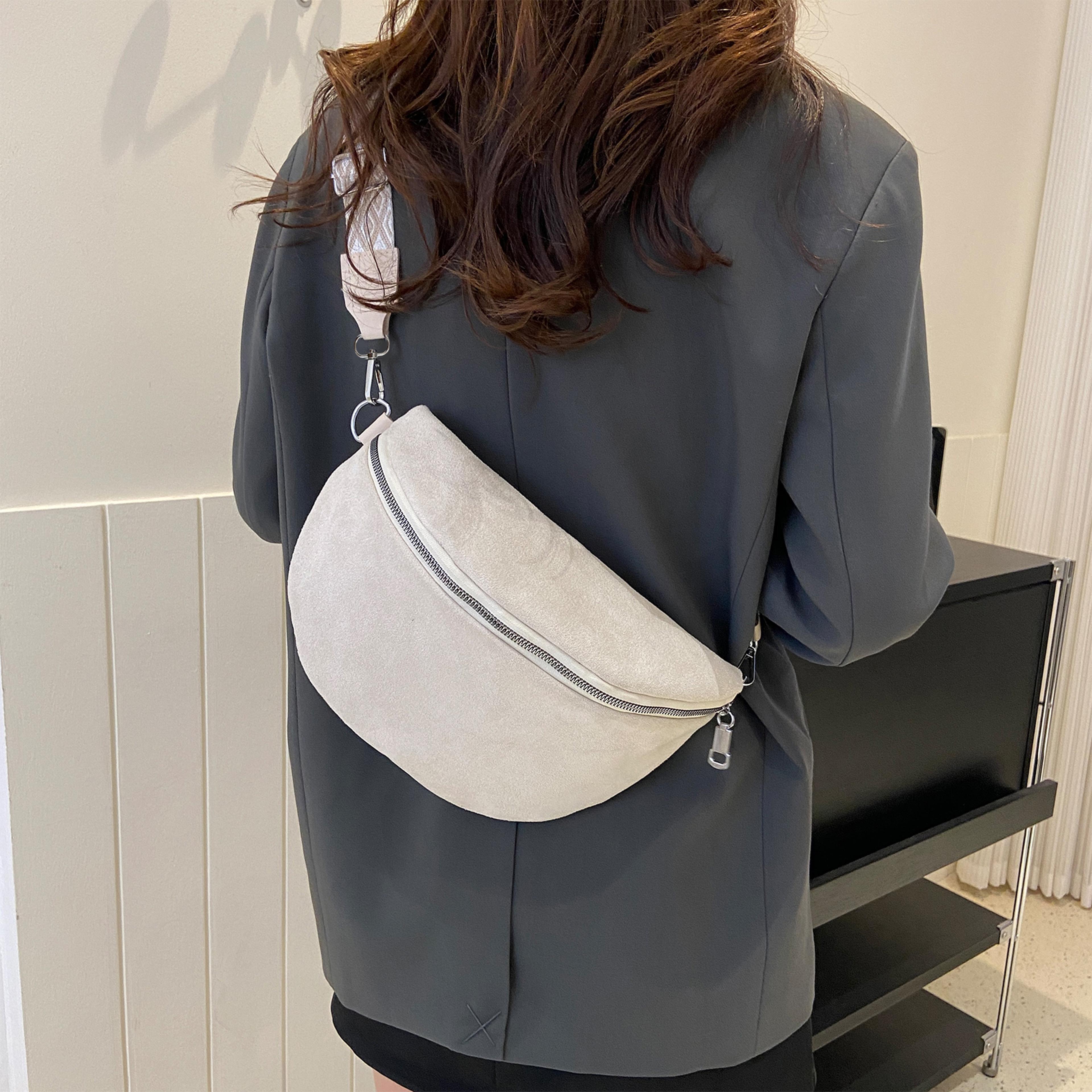 Womens PU Leather Crossbody Bag Fashion Waist Bag Adjustable Wide Strap Chest Purse 1