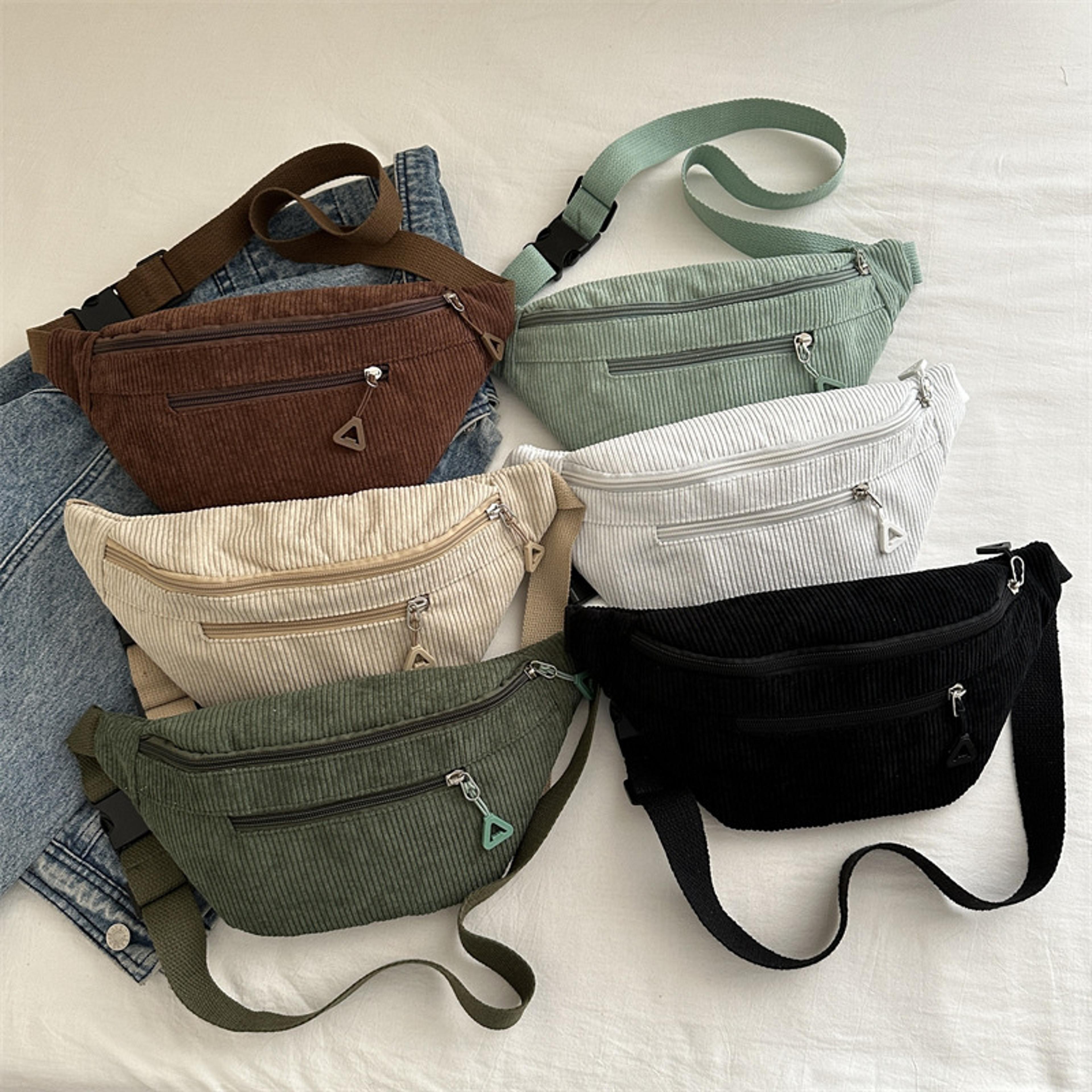 Corduroy Crossbody Bag For Women Retro Casual Fanny Pack Korean Style Chest Waist Bag 9