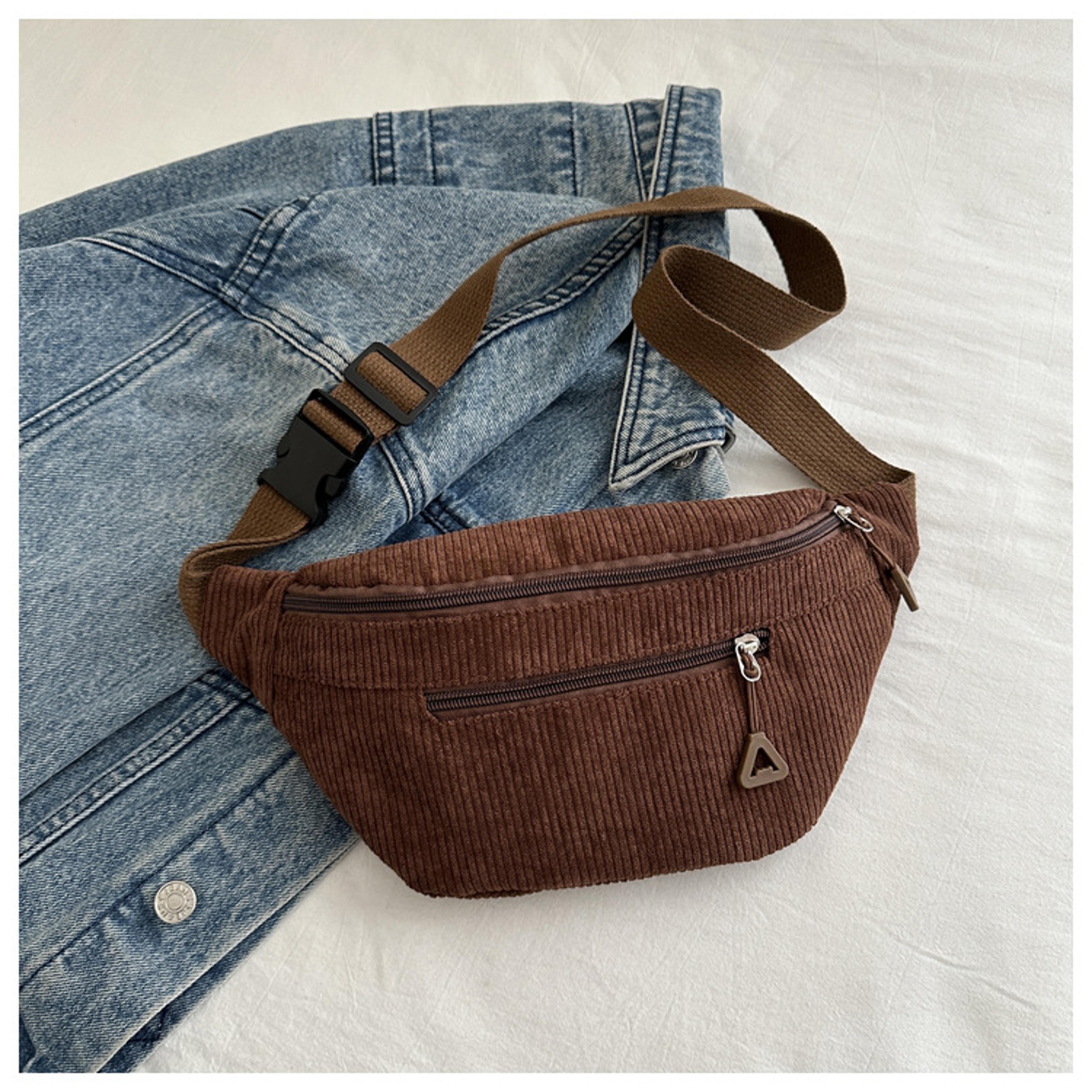 Corduroy Crossbody Bag For Women Retro Casual Fanny Pack Korean Style Chest Waist Bag 2
