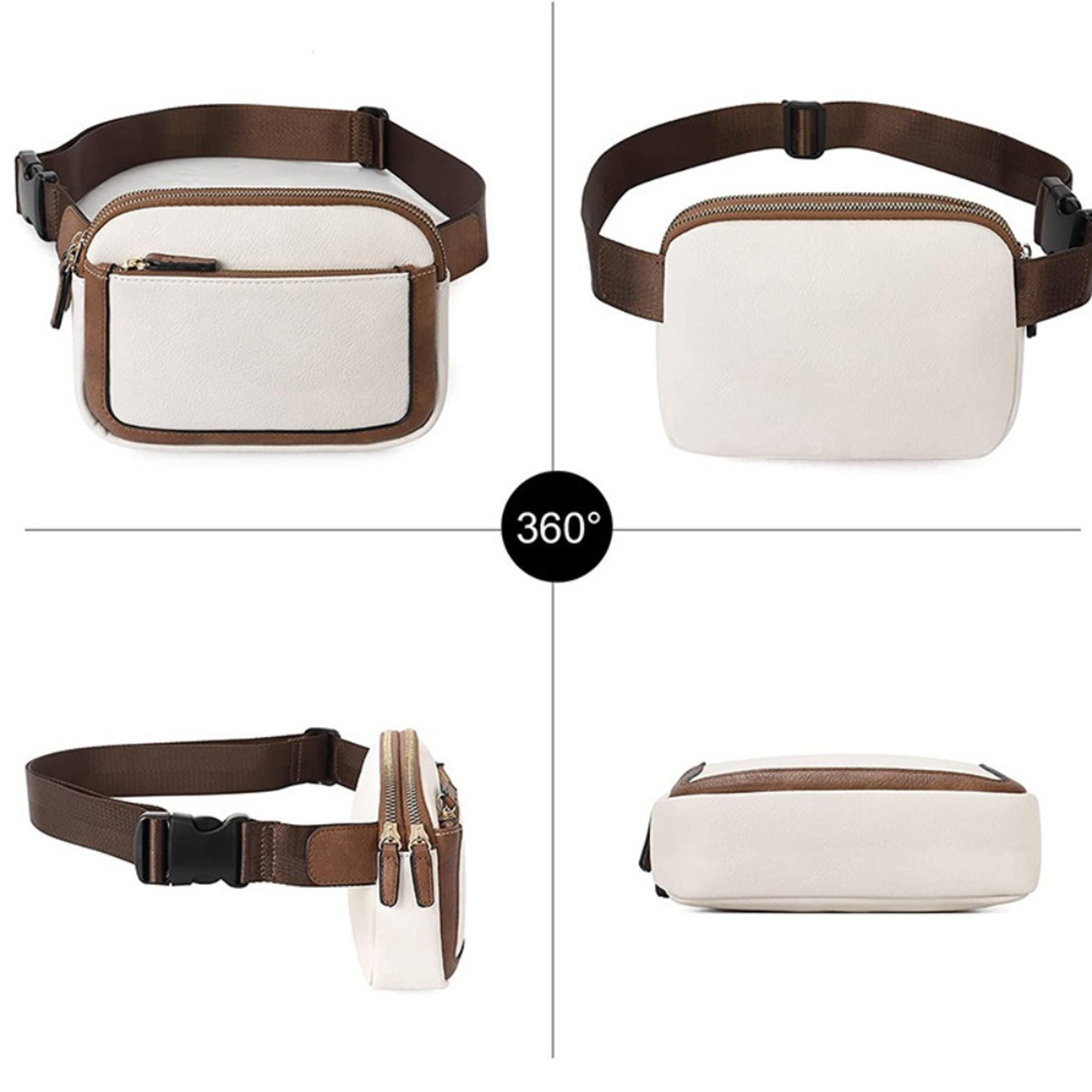 Korean Style Womens Crossbody Bag PU Leather Fanny Pack Adjustable Chest Sling Waist Bag 4