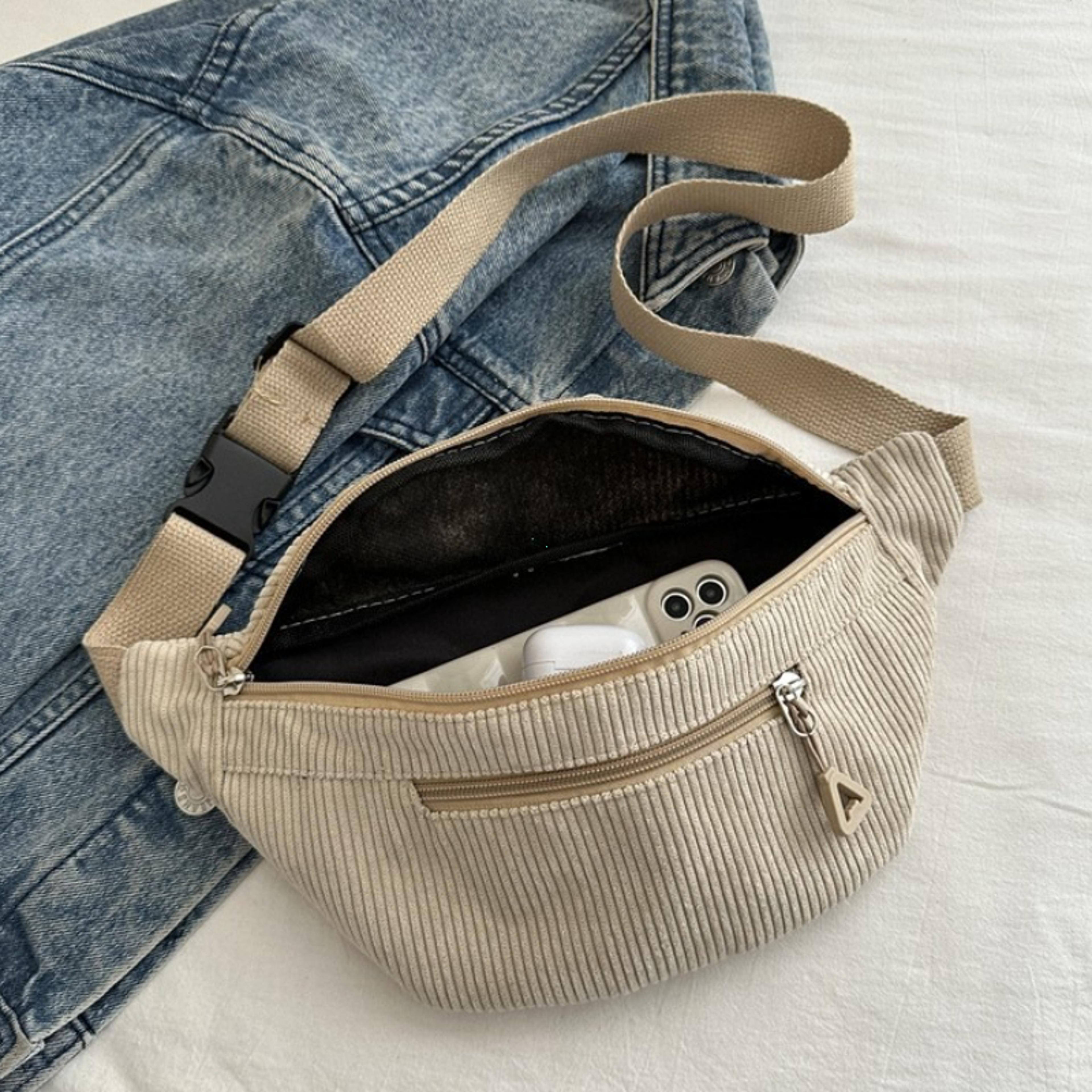 Corduroy Crossbody Fanny Pack Lightweight Retro Chest Waist Bag For Everyday Travel 9