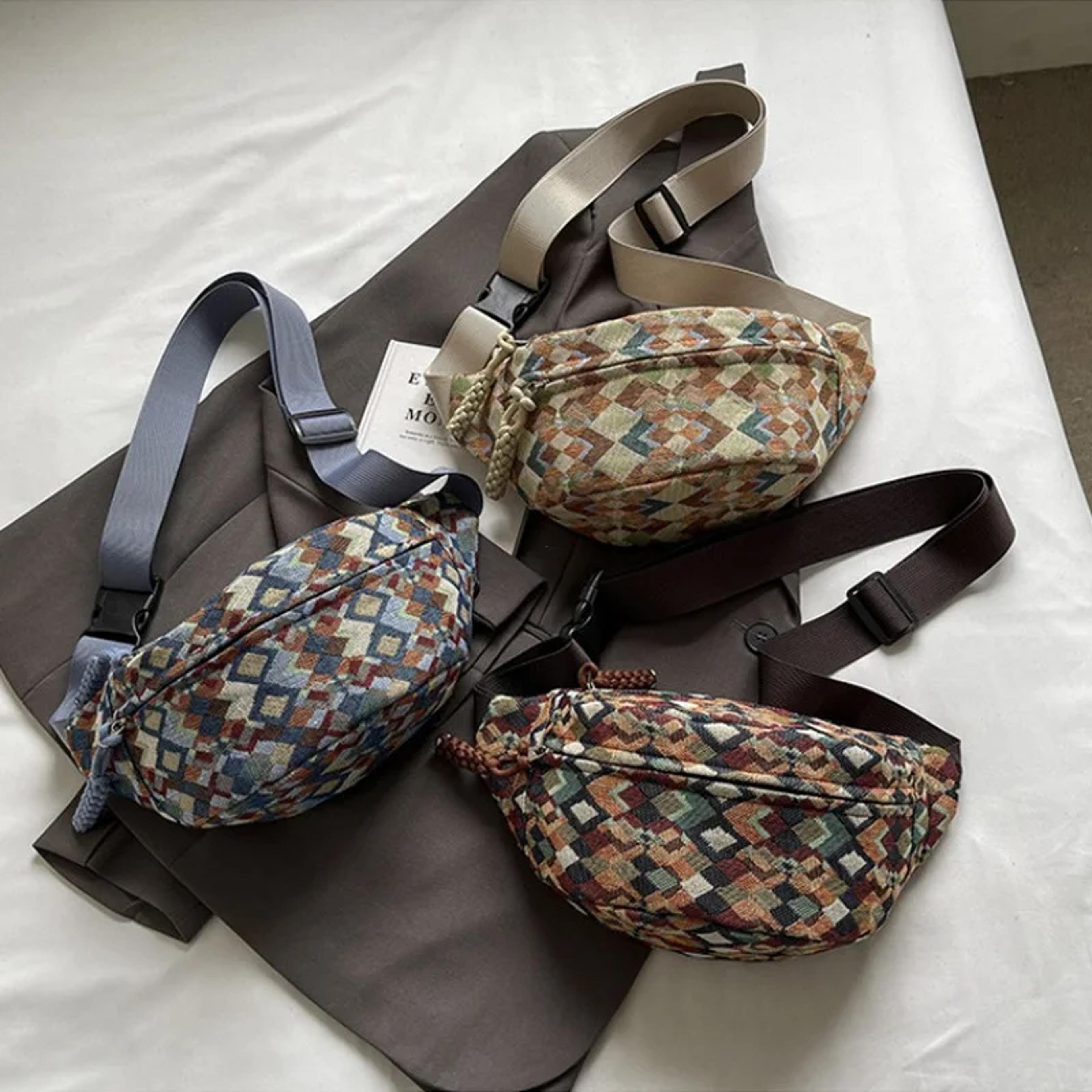 Boho Corduroy Belt Bag For Women Crossbody Fanny Pack Casual Waist And Chest Sling Bag 3