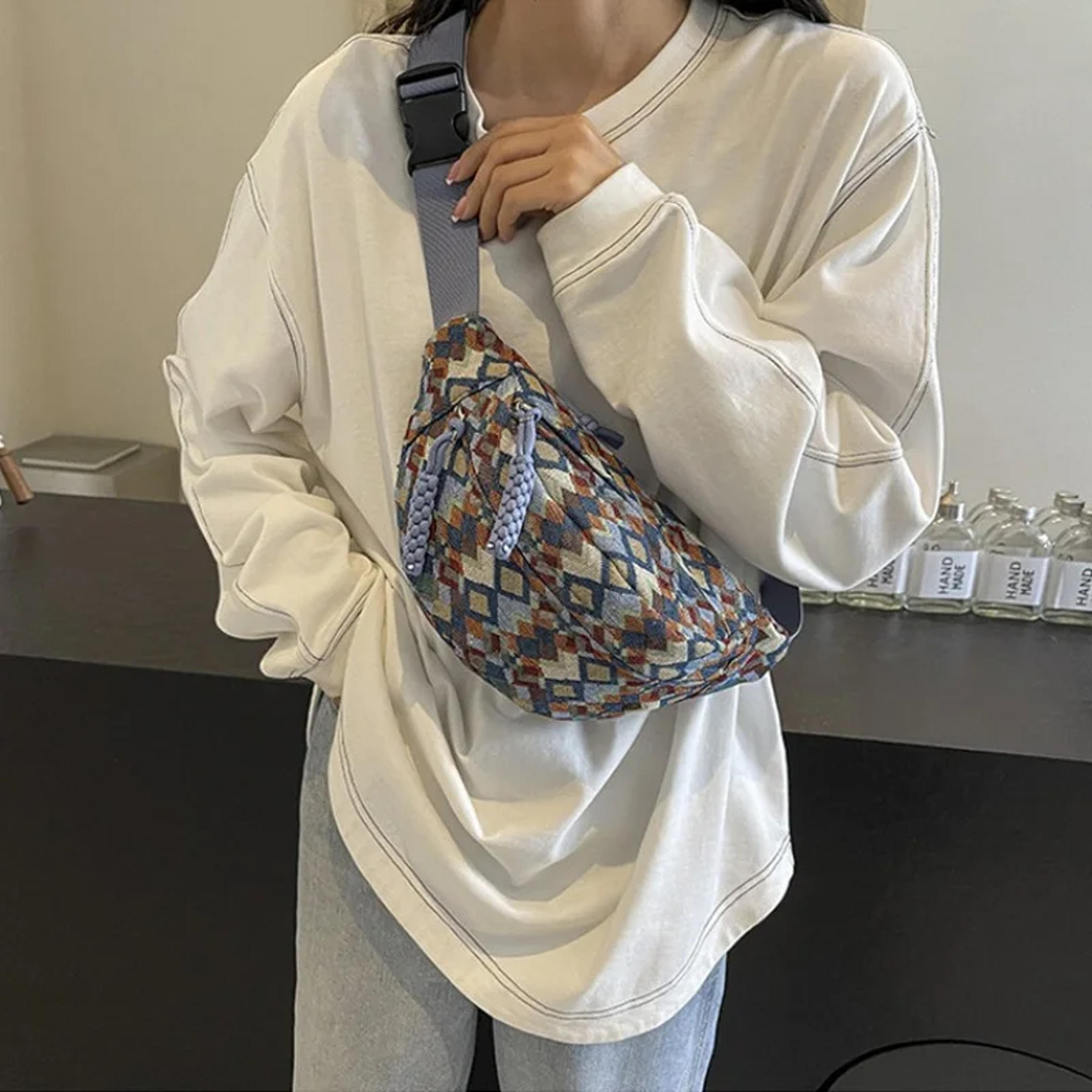 Boho Corduroy Belt Bag For Women Crossbody Fanny Pack Casual Waist And Chest Sling Bag 5