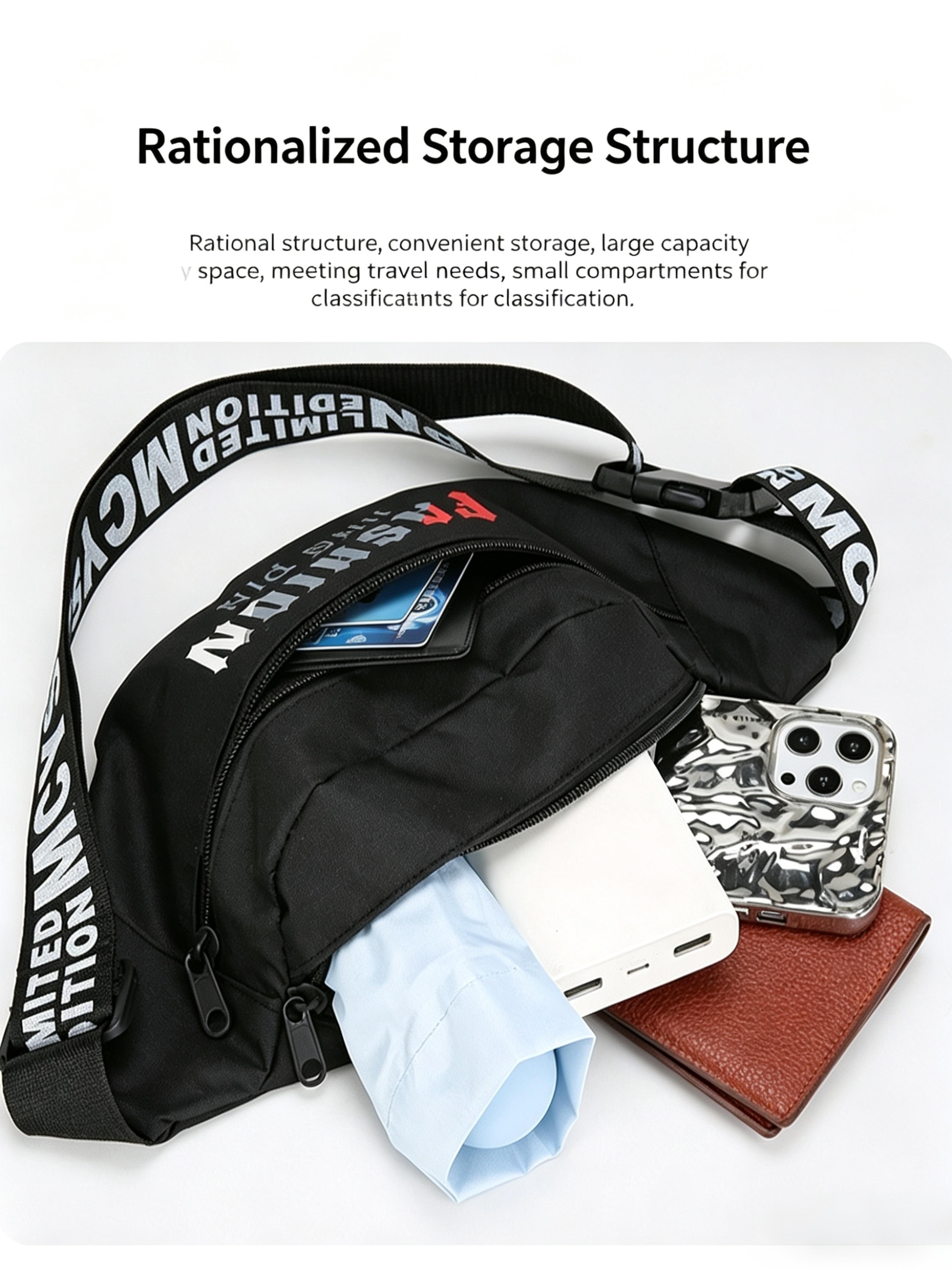 Men Multi Pocket Waist Bag Large Capacity Outdoor Sports Crossbody Pack 8
