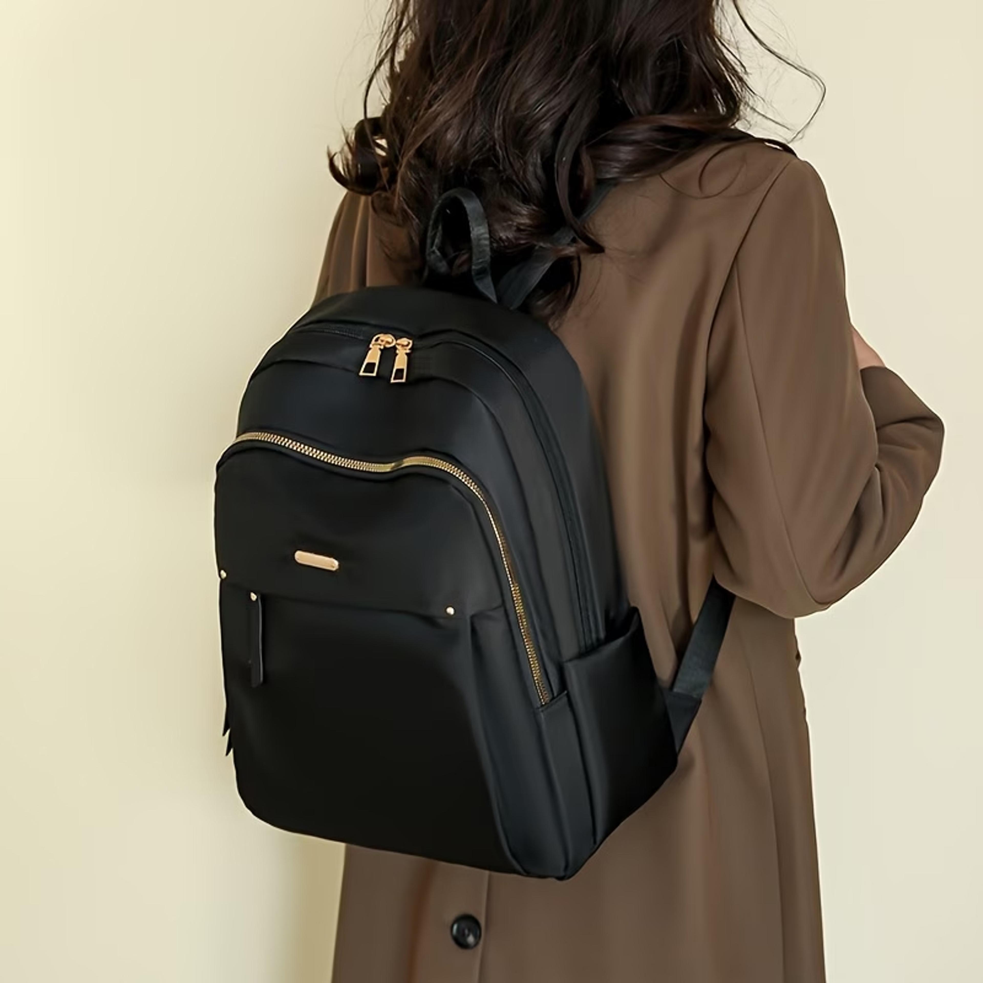 Lightweight Waterproof Nylon Travel Backpack For Women With Gold Zippers 7