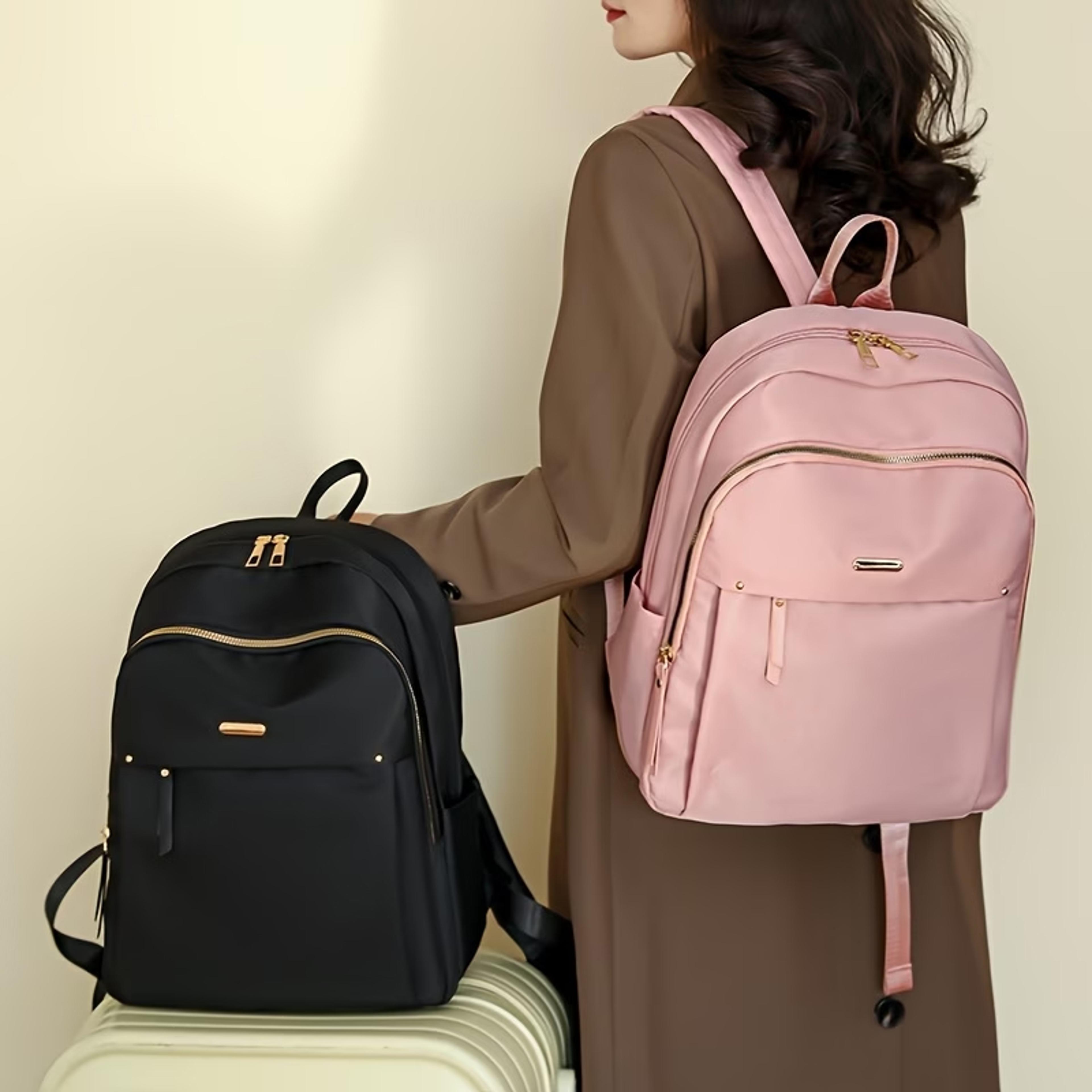 Lightweight Waterproof Nylon Travel Backpack For Women With Gold Zippers 8