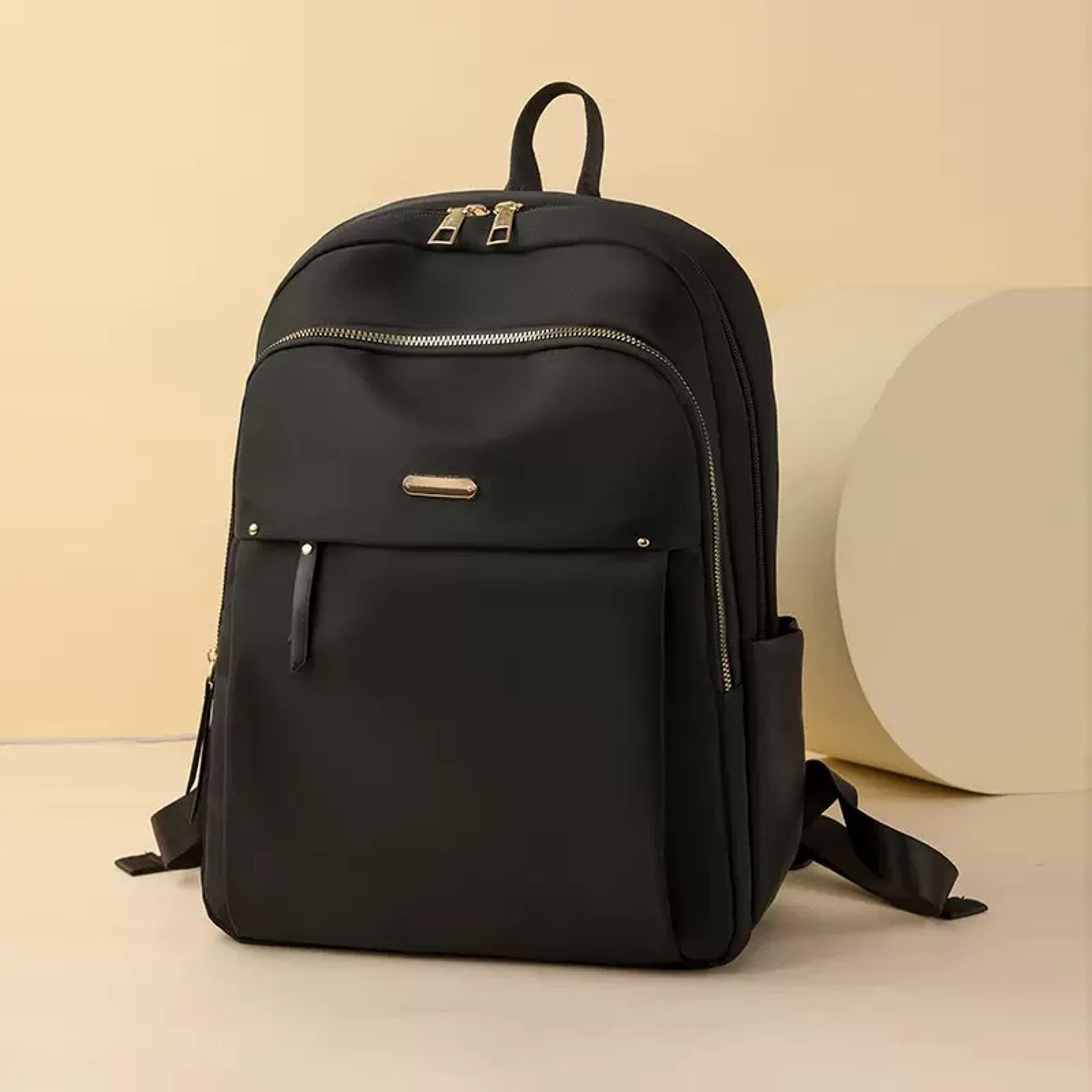 Lightweight Waterproof Nylon Travel Backpack For Women With Gold Zippers 3