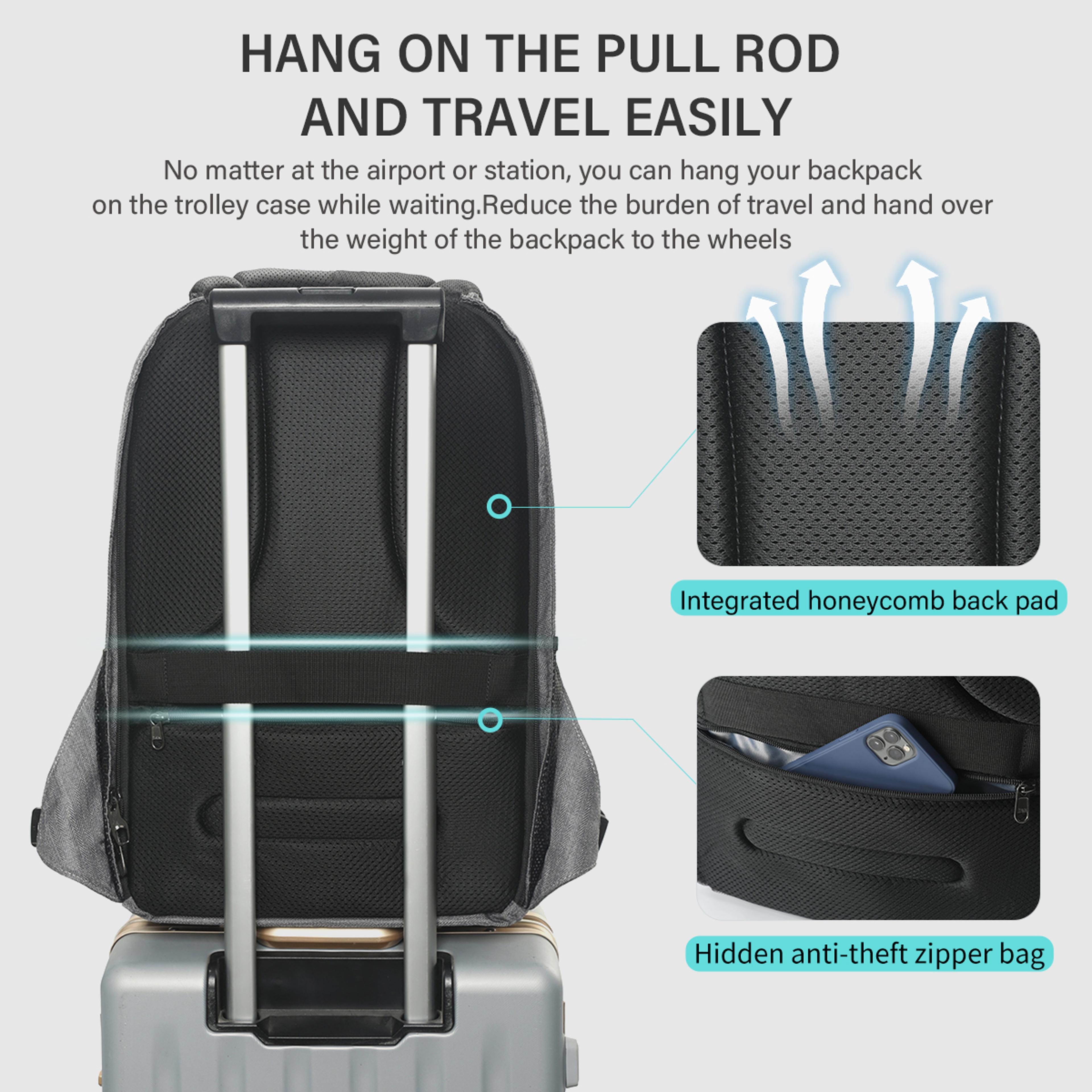 Anti Theft Laptop Backpack USB Travel School Bag For Men 4