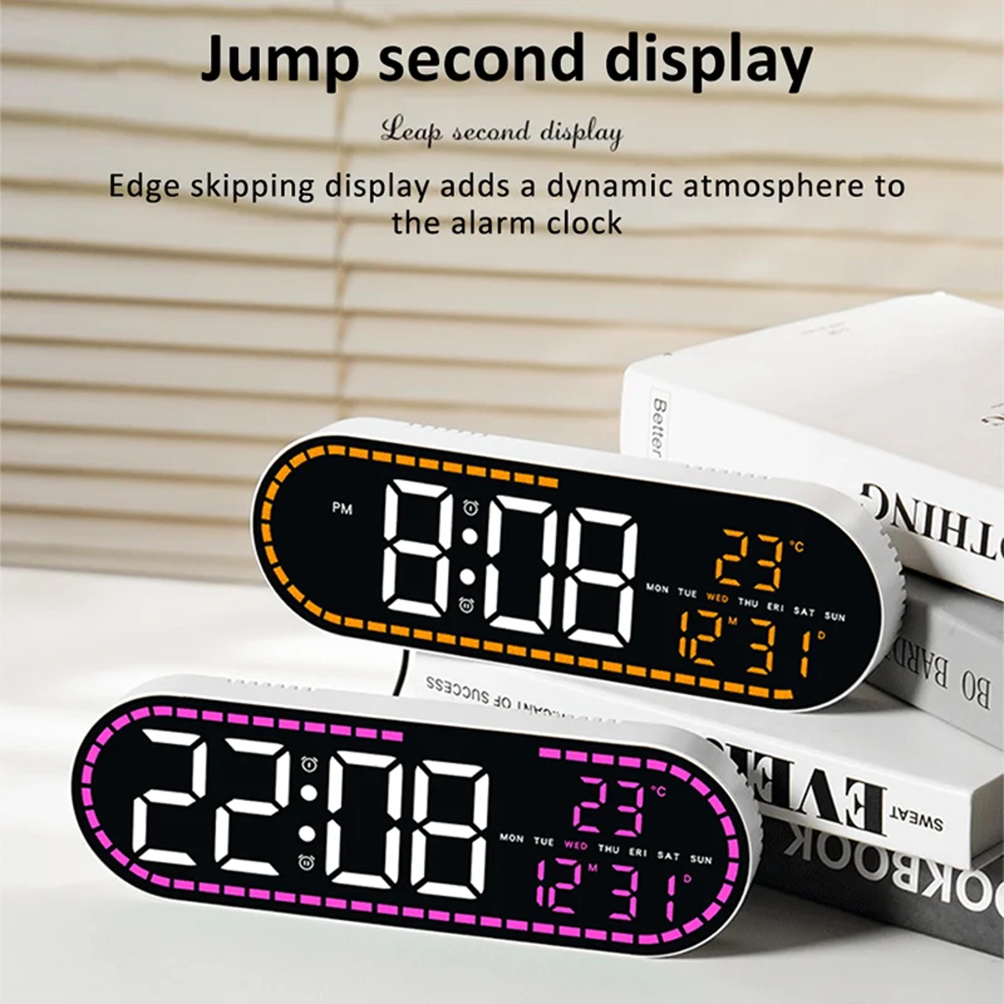 Digital LED Wall Clock With Dual Alarm Large Display Clock Temperature Date Calendar For Bedroom Of 6