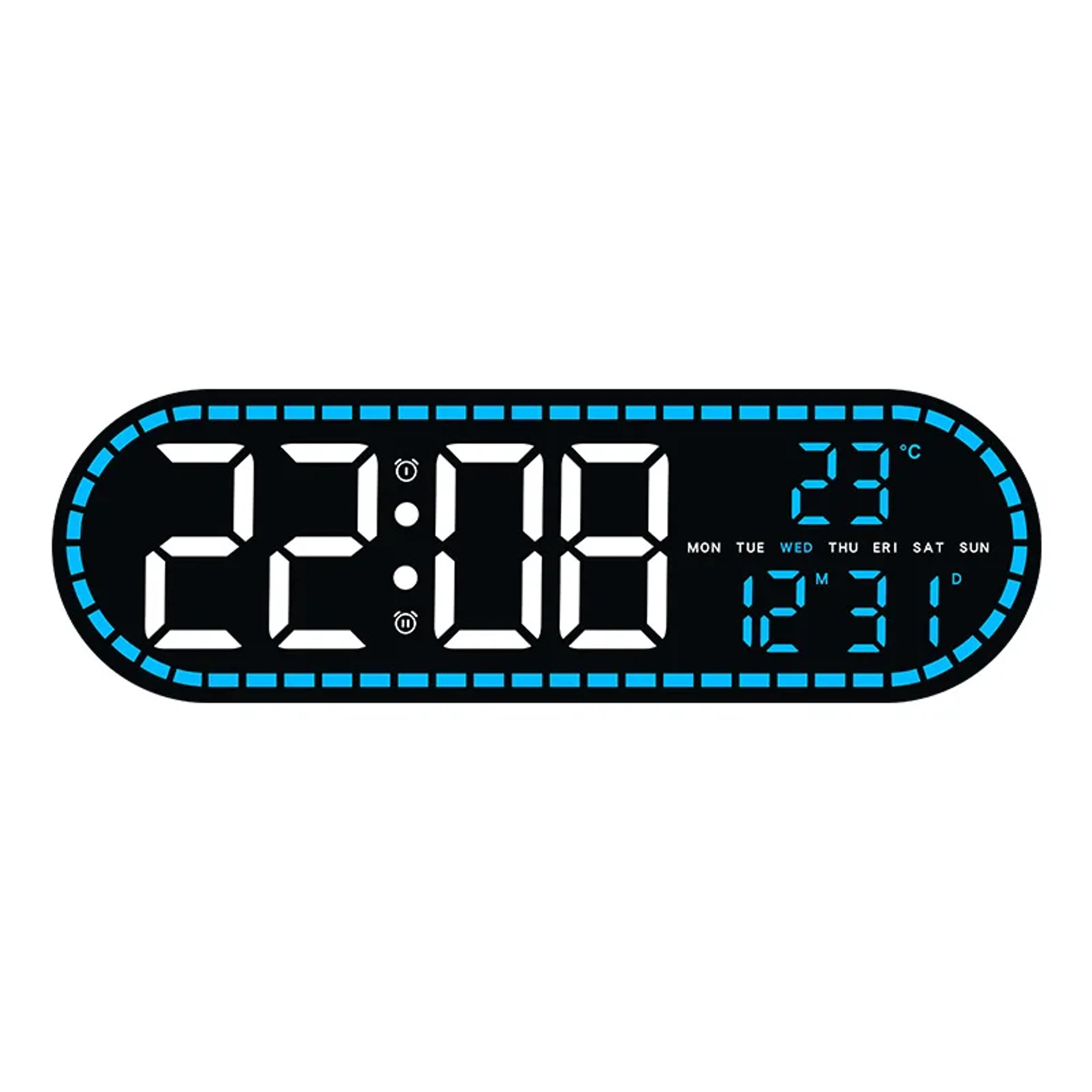 Digital LED Wall Clock With Dual Alarm Large Display Clock Temperature Date Calendar For Bedroom Of 1