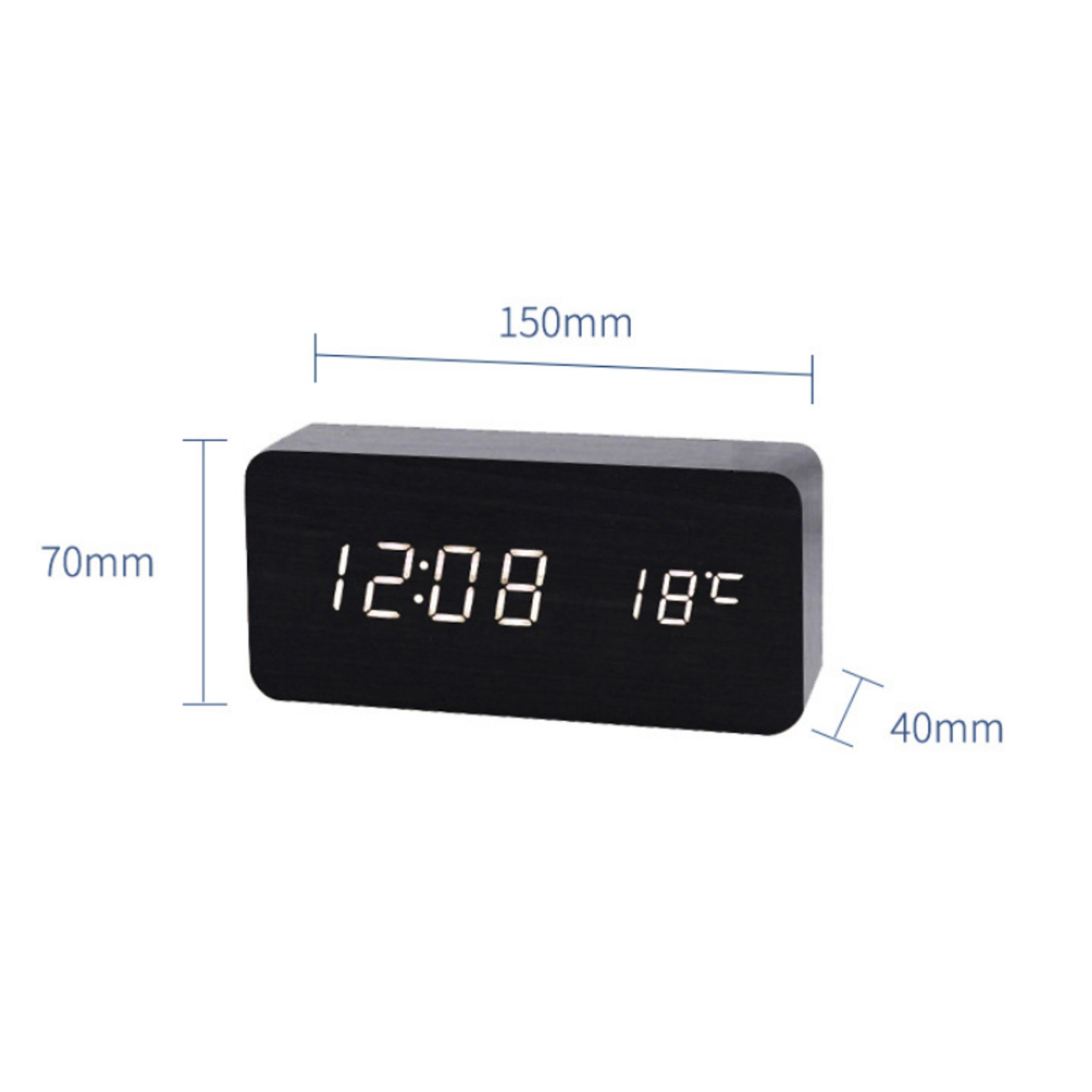 Wooden LED Alarm Clock With Voice Control Digital Desk Clock For Bedroom Office Home Decor 4