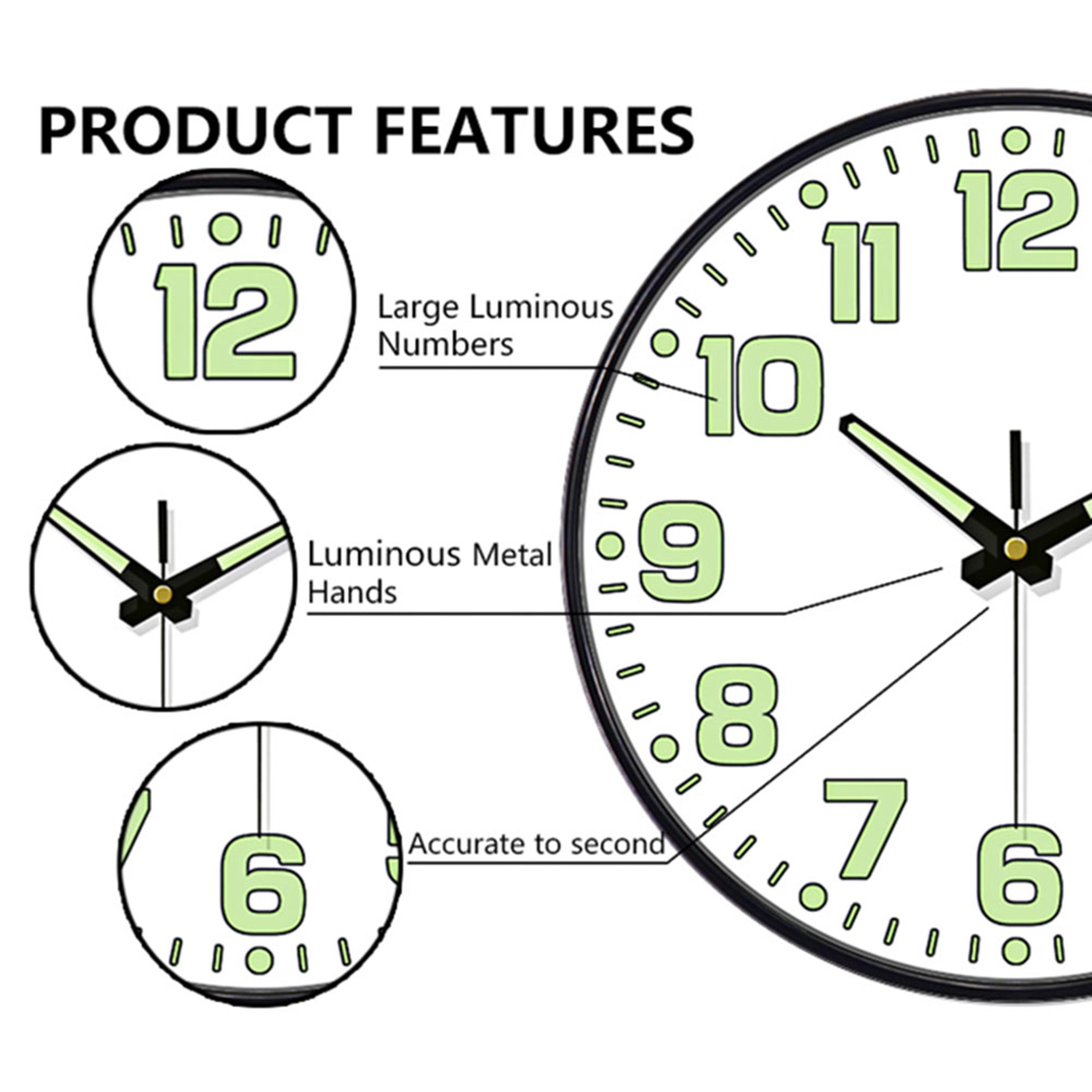 Luminous Wall Clock Light Digital Quartz Silent Wall Clock For Bedroom Living Room Study 4