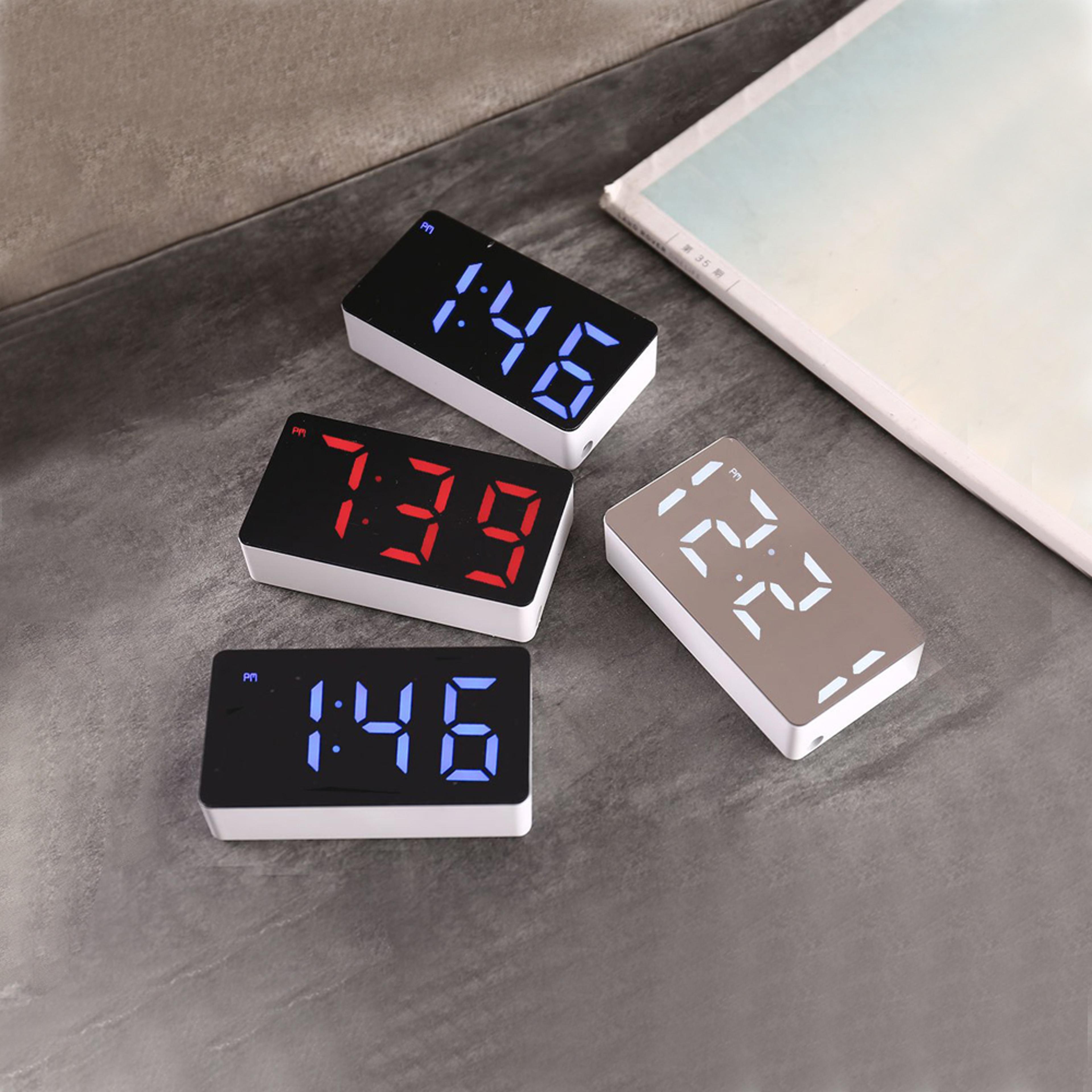 LED Mirror Clock Digital Alarm Clock Smart Bedroom Desk Clock Home Decor 4